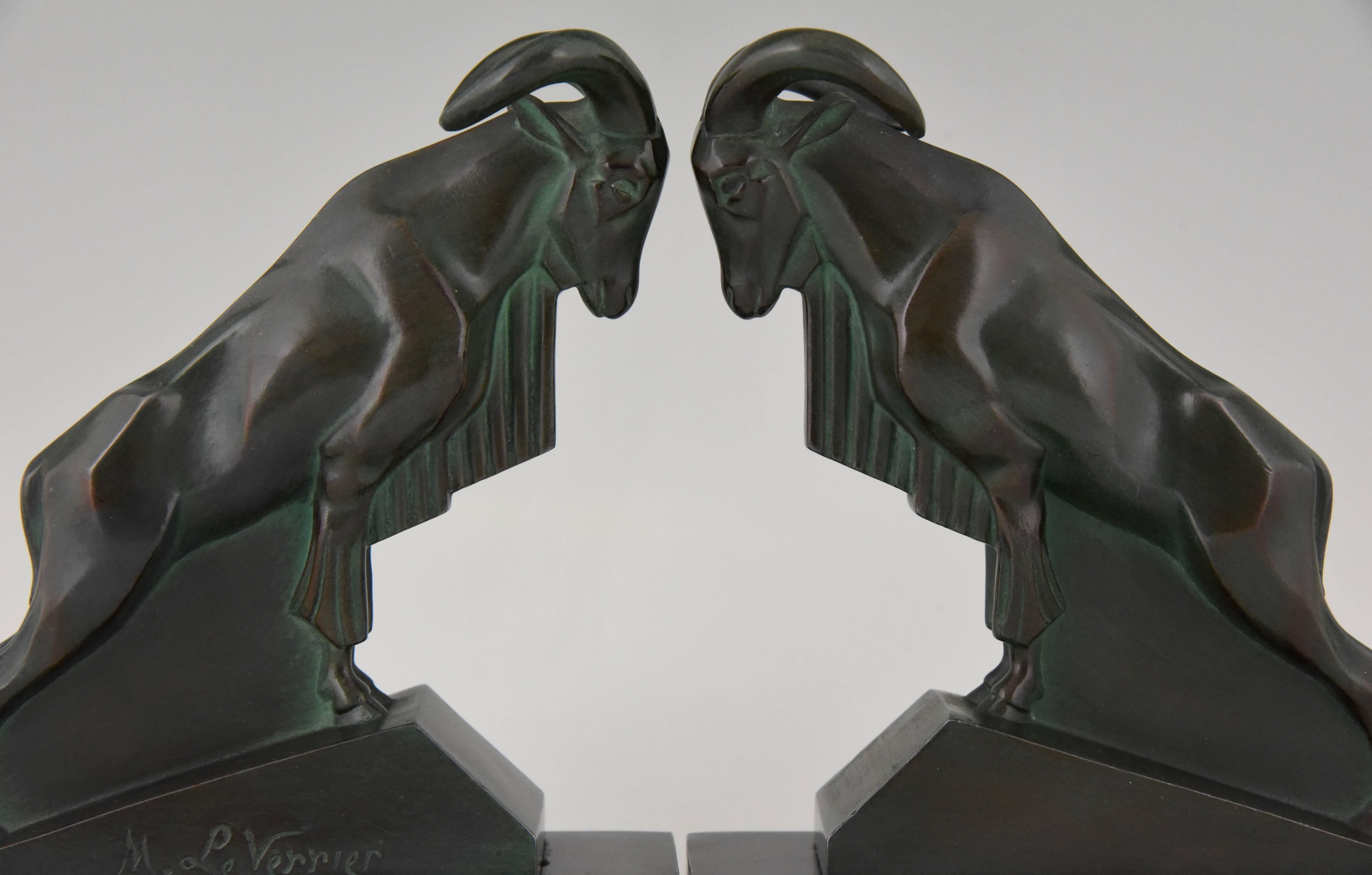 Art Deco Ibex or Ram Bookends Max Le Verrier, France, 1930 2