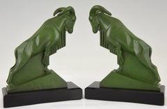 Art Deco Ibex or Ram Bookends Max Le Verrier France, 1930