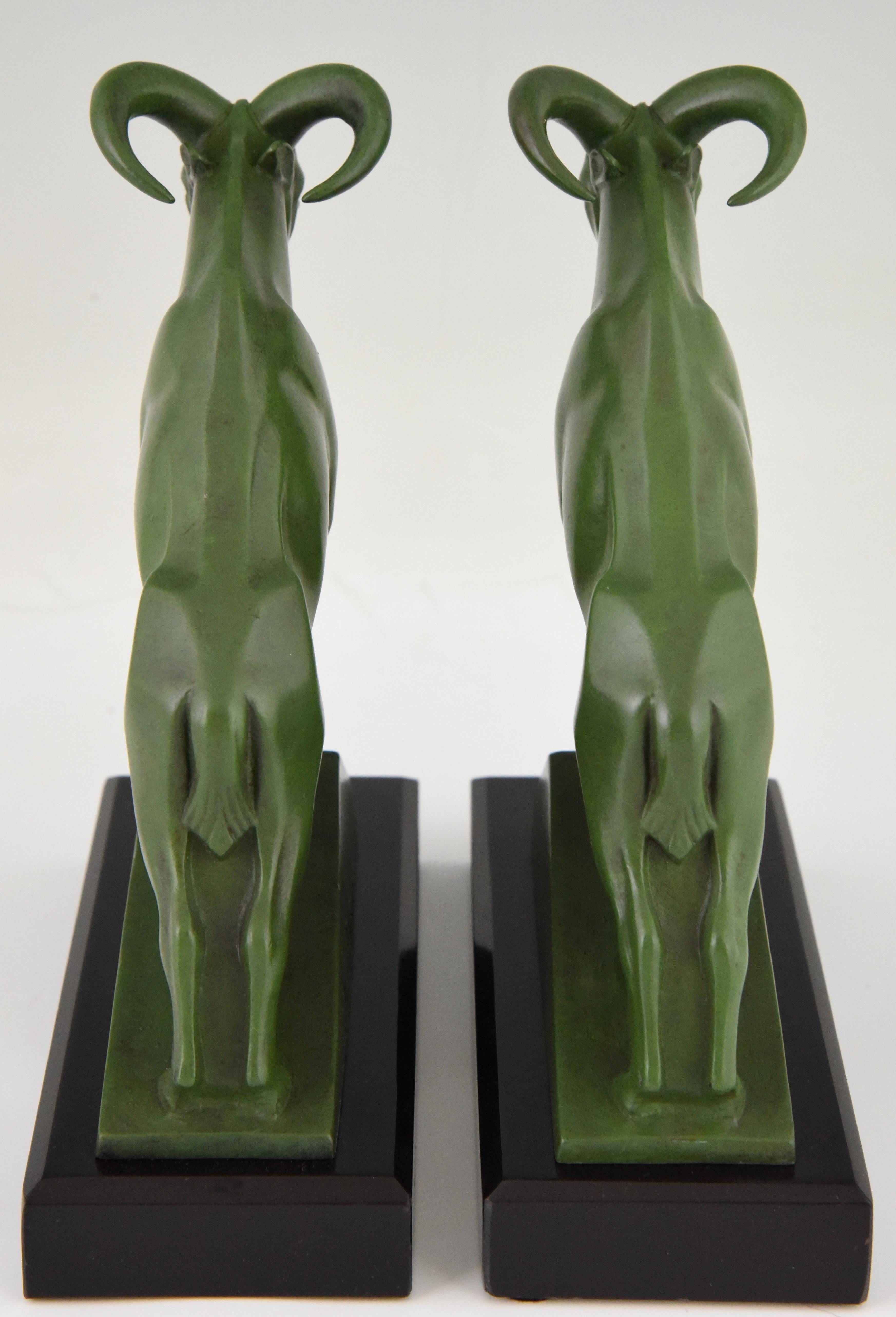 French Art Deco Ibex or Ram Bookends Max Le Verrier France, 1930