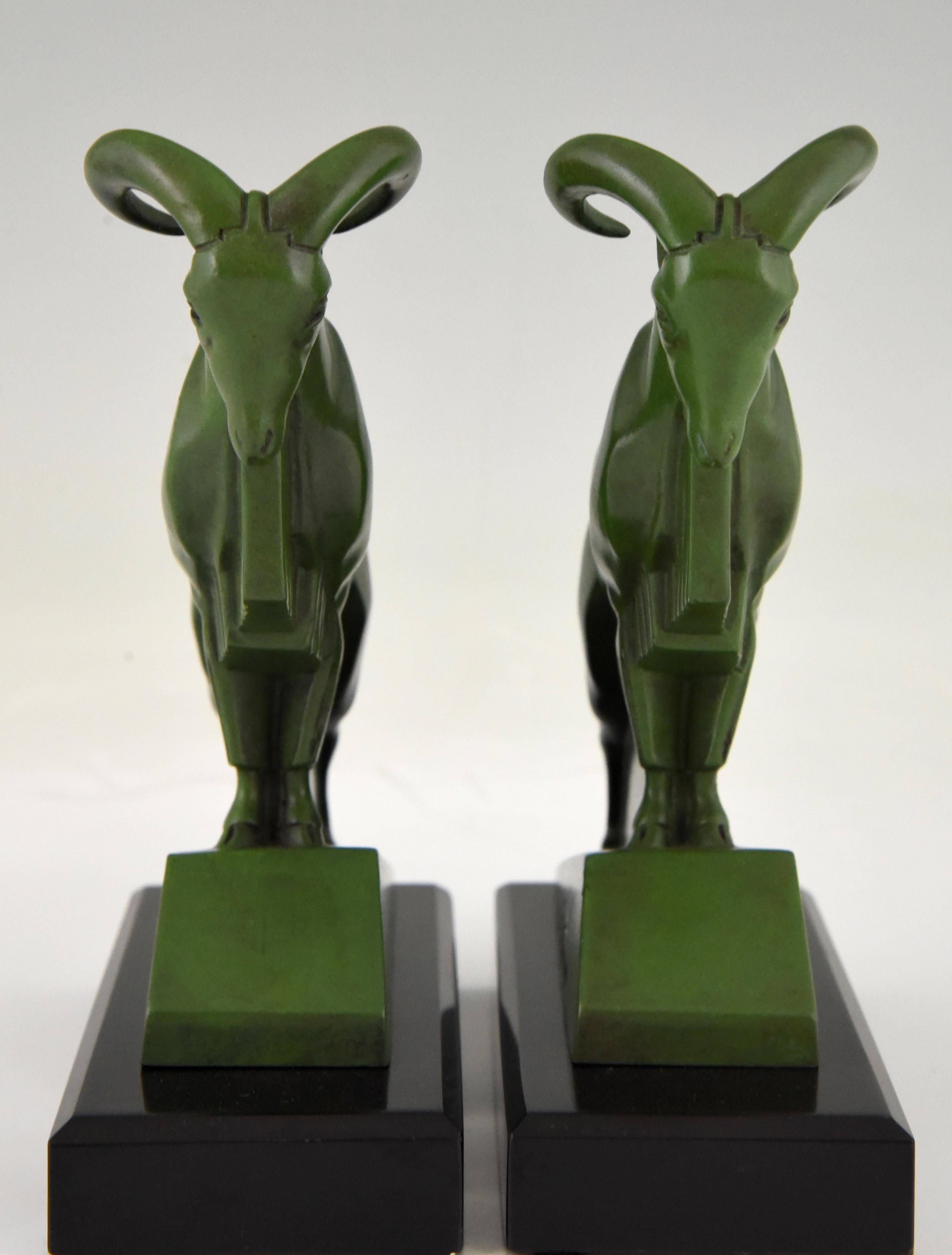 Art Deco Ibex or Ram Bookends Max Le Verrier France, 1930 In Good Condition In Antwerp, BE