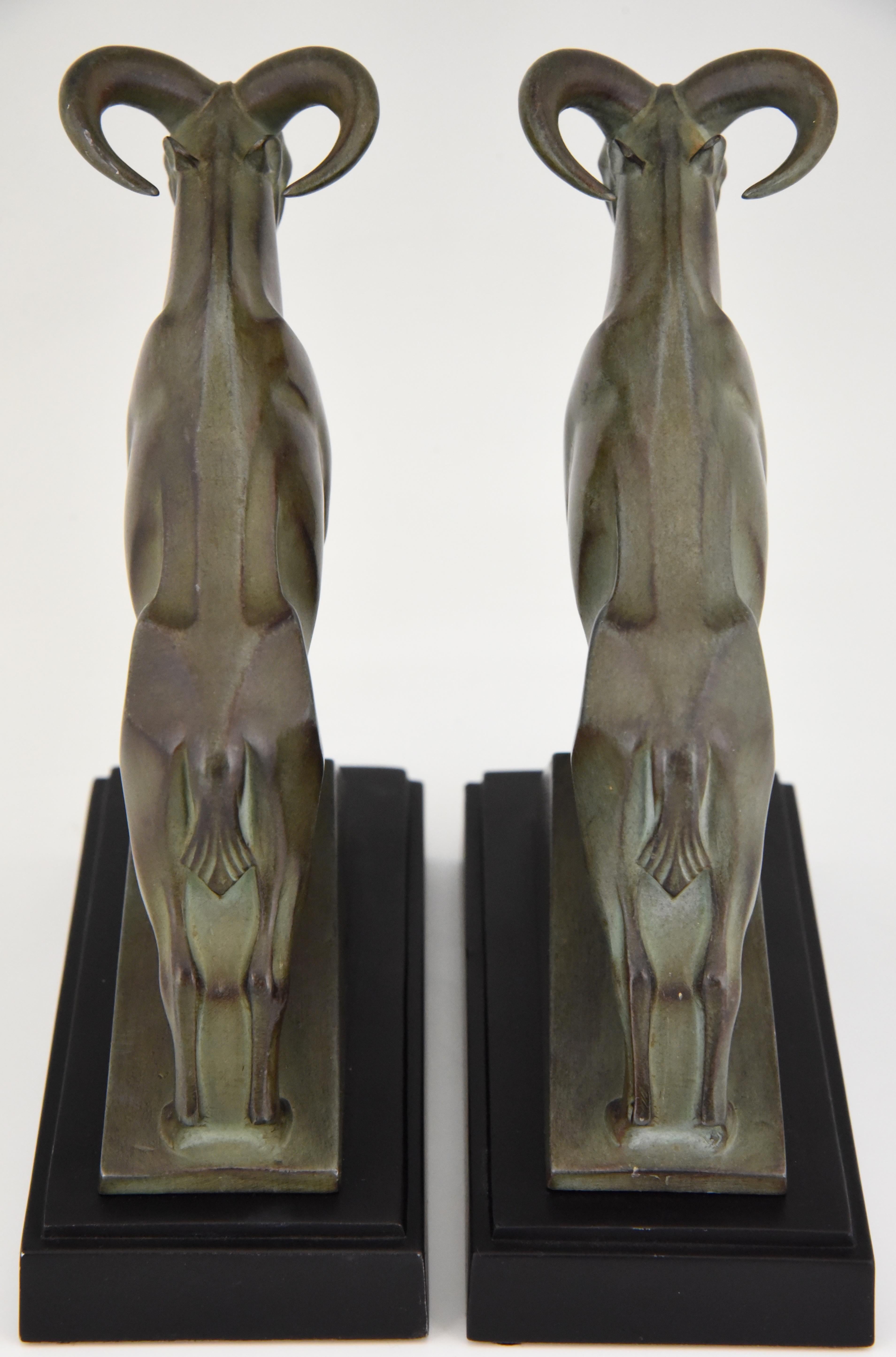 Art Deco Ibex or Ram Bookends Max Le Verrier France, 1930 In Good Condition In Antwerp, BE
