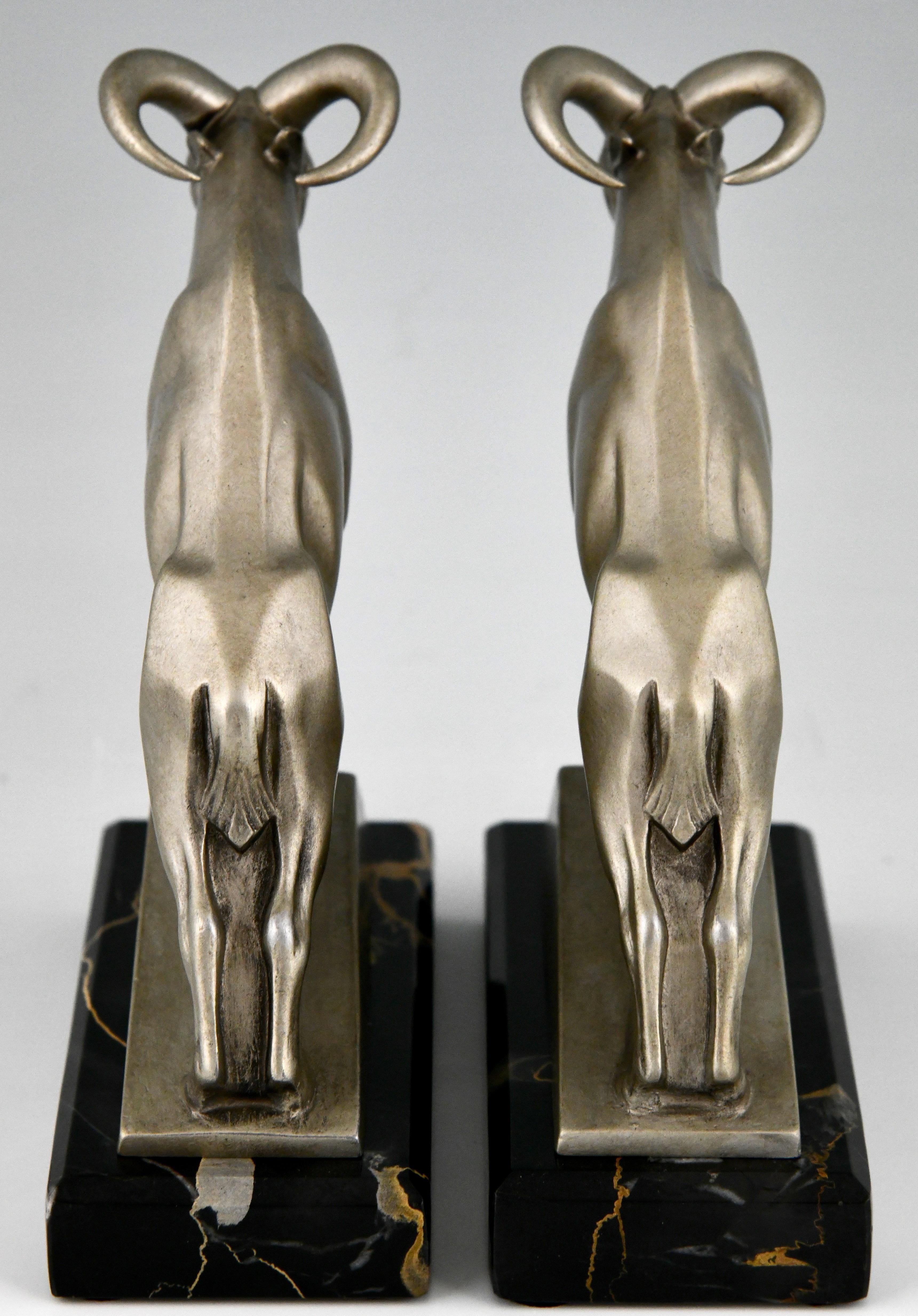 Art Deco Ibex or Ram Bookends Max Le Verrier, France, 1930 In Good Condition In Antwerp, BE