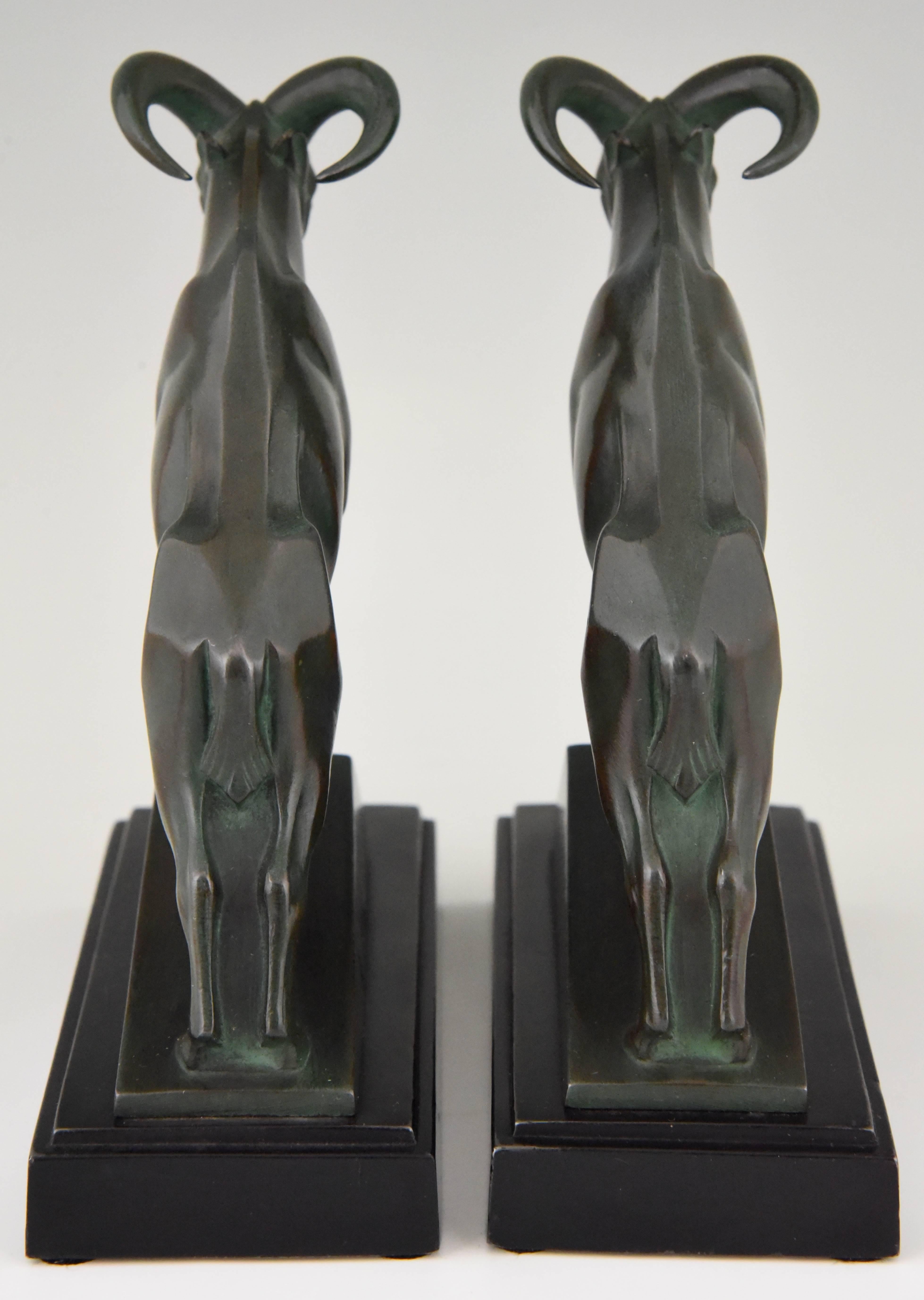Art Deco Ibex or Ram Bookends Max Le Verrier, France, 1930 In Good Condition In Antwerp, BE