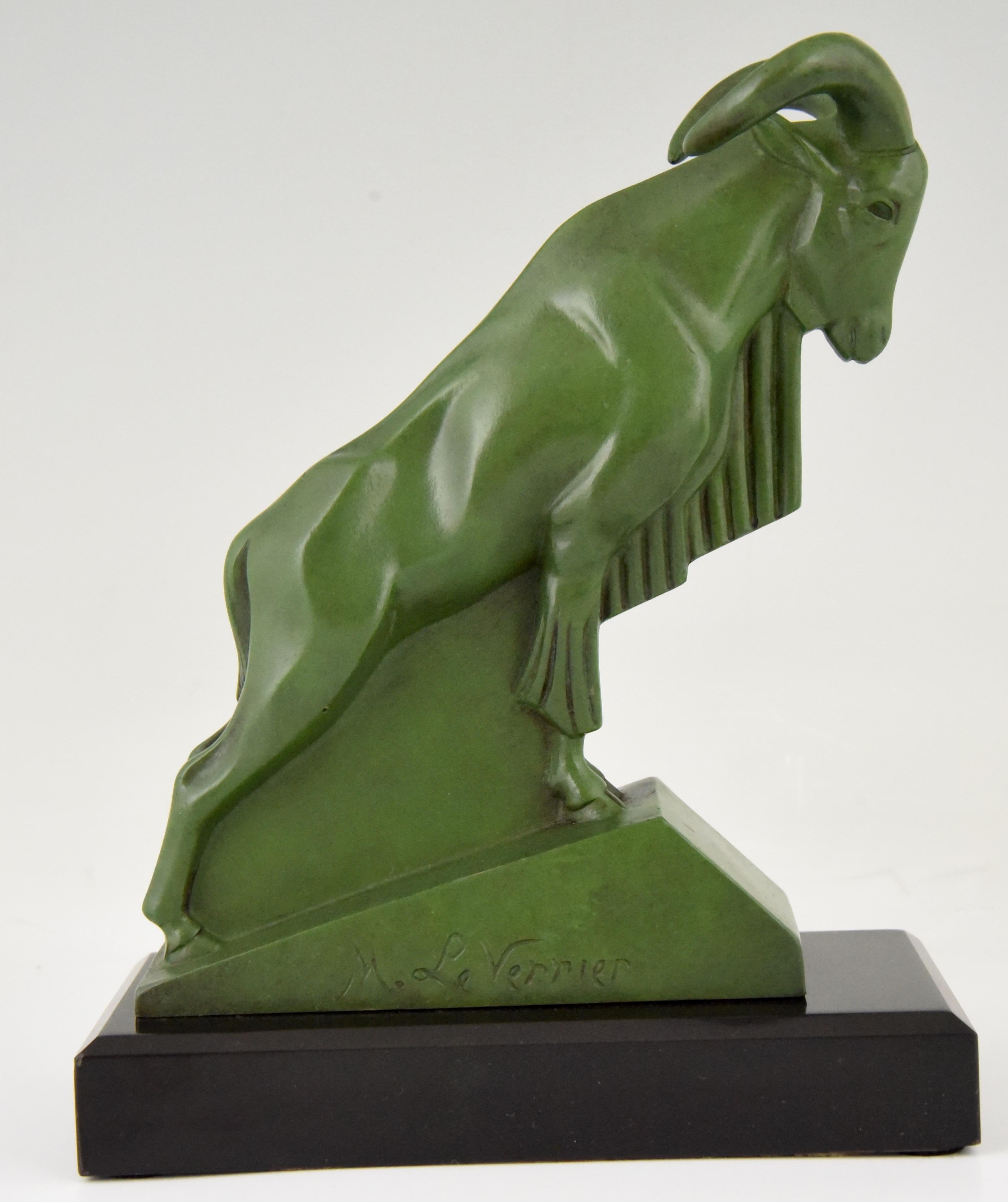 20th Century Art Deco Ibex or Ram Bookends Max Le Verrier France, 1930