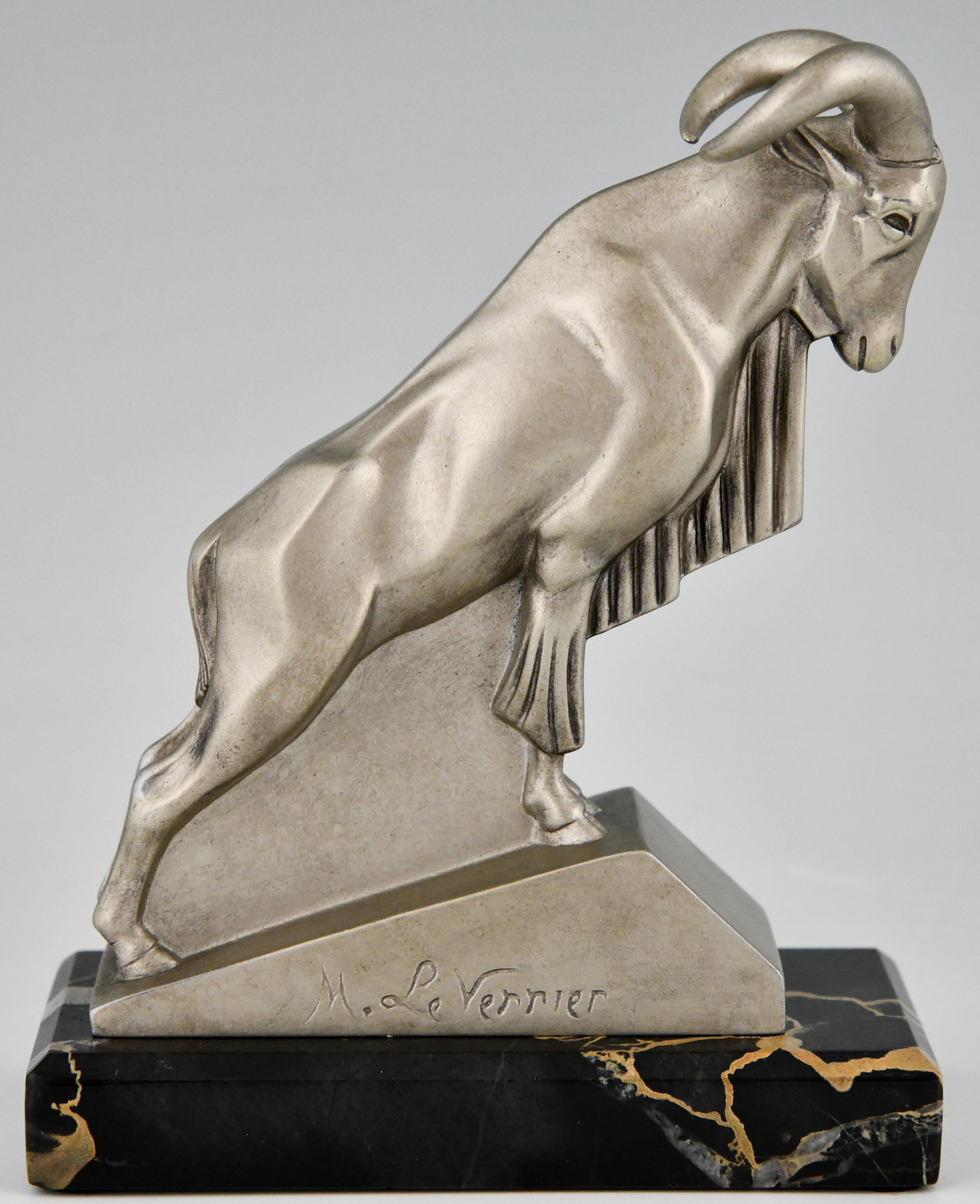 Mid-20th Century Art Deco Ibex or Ram Bookends Max Le Verrier, France, 1930