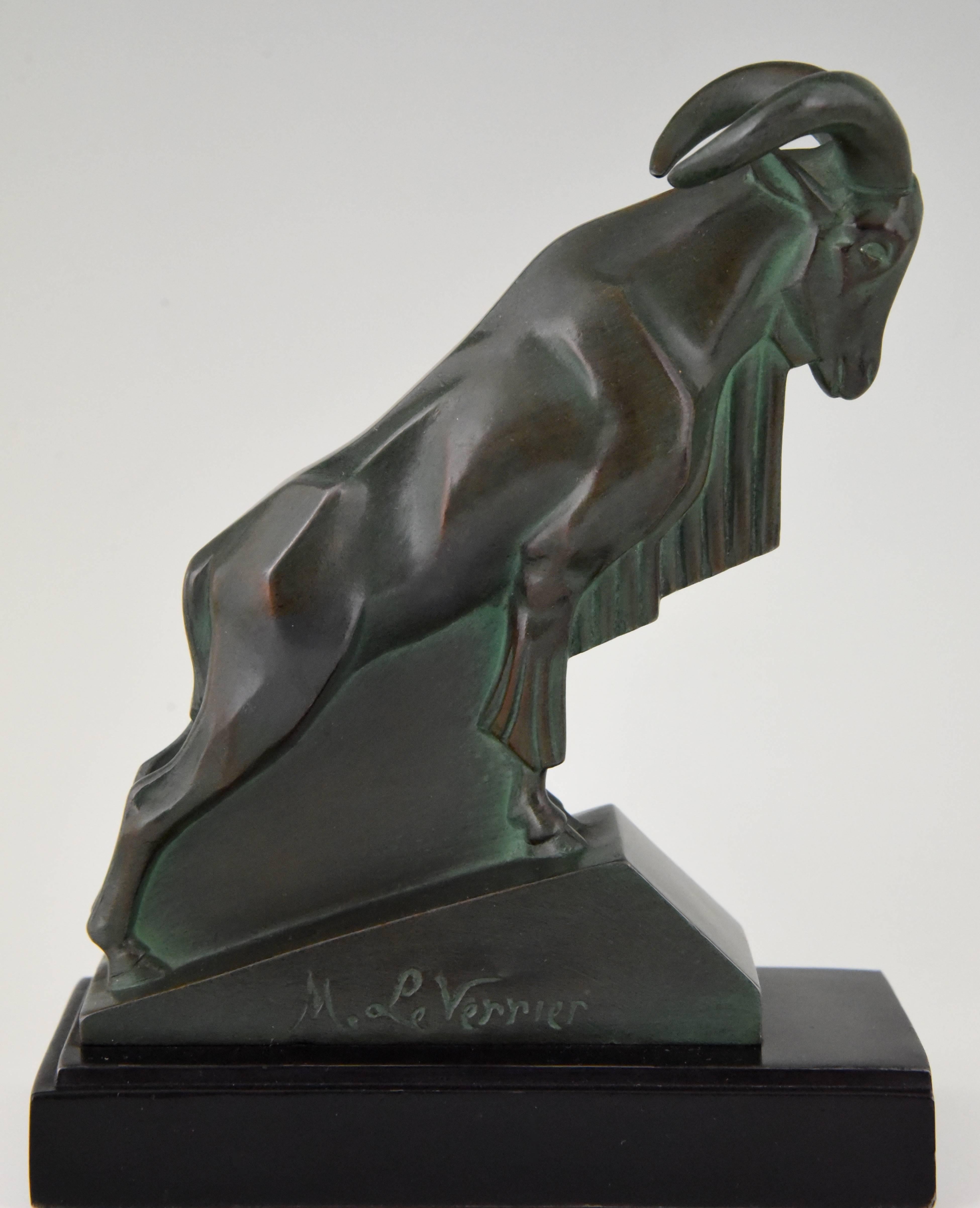 Mid-20th Century Art Deco Ibex or Ram Bookends Max Le Verrier, France, 1930
