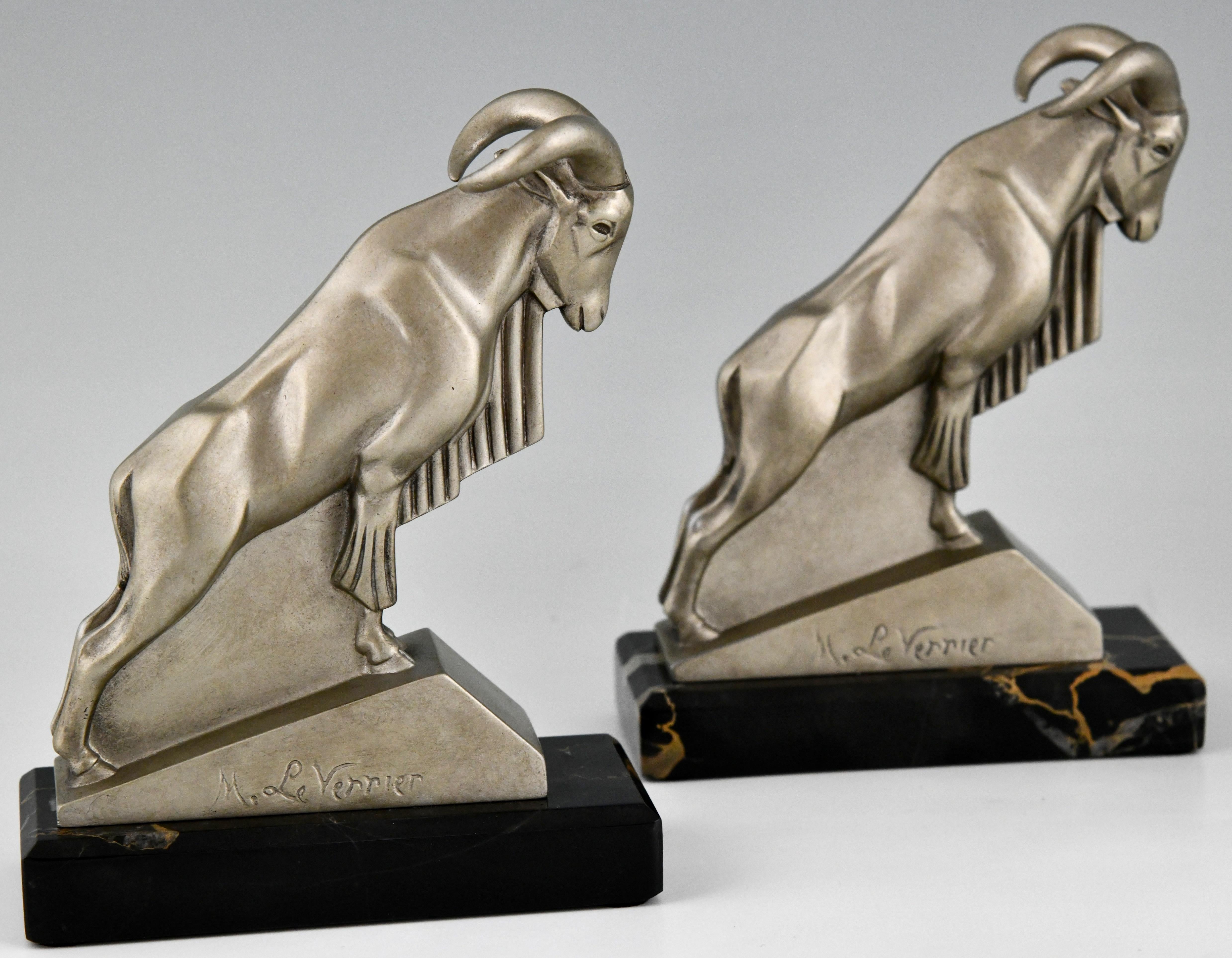 Art Deco Ibex or Ram Bookends Max Le Verrier, France, 1930 1