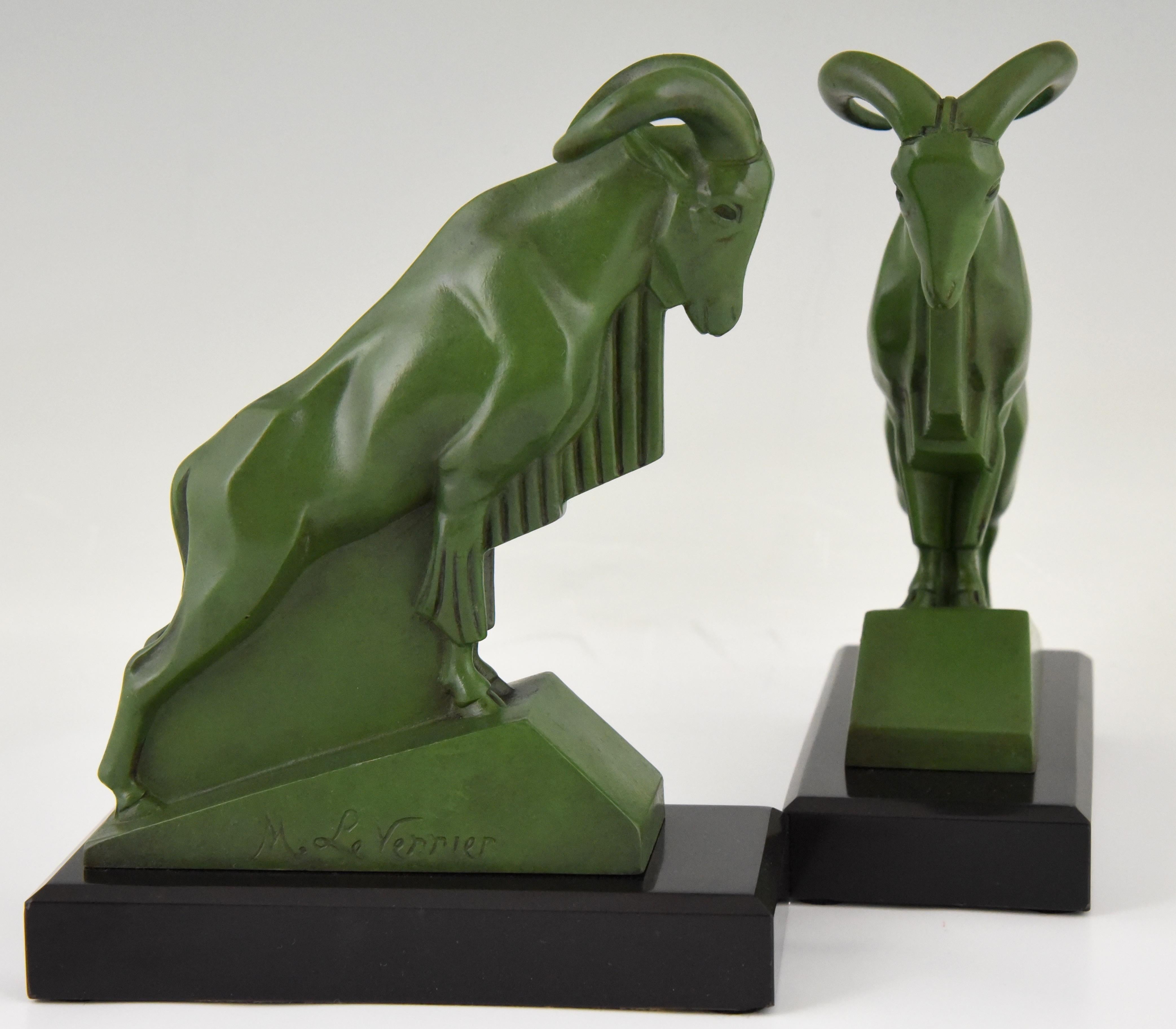 Art Deco Ibex or Ram Bookends Max Le Verrier France, 1930 2