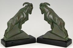 Art Deco Ibex or Ram Bookends Signed by the Sculptor Max Le Verrier France, 1930