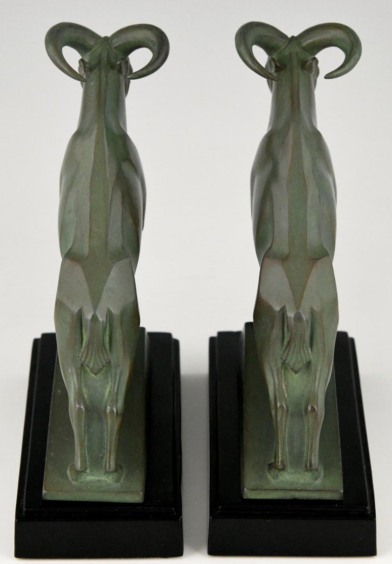 Art Deco Ibex or Ram Bookends Signed by the Sculptor Max Le Verrier France, 1930 In Good Condition For Sale In Antwerp, BE