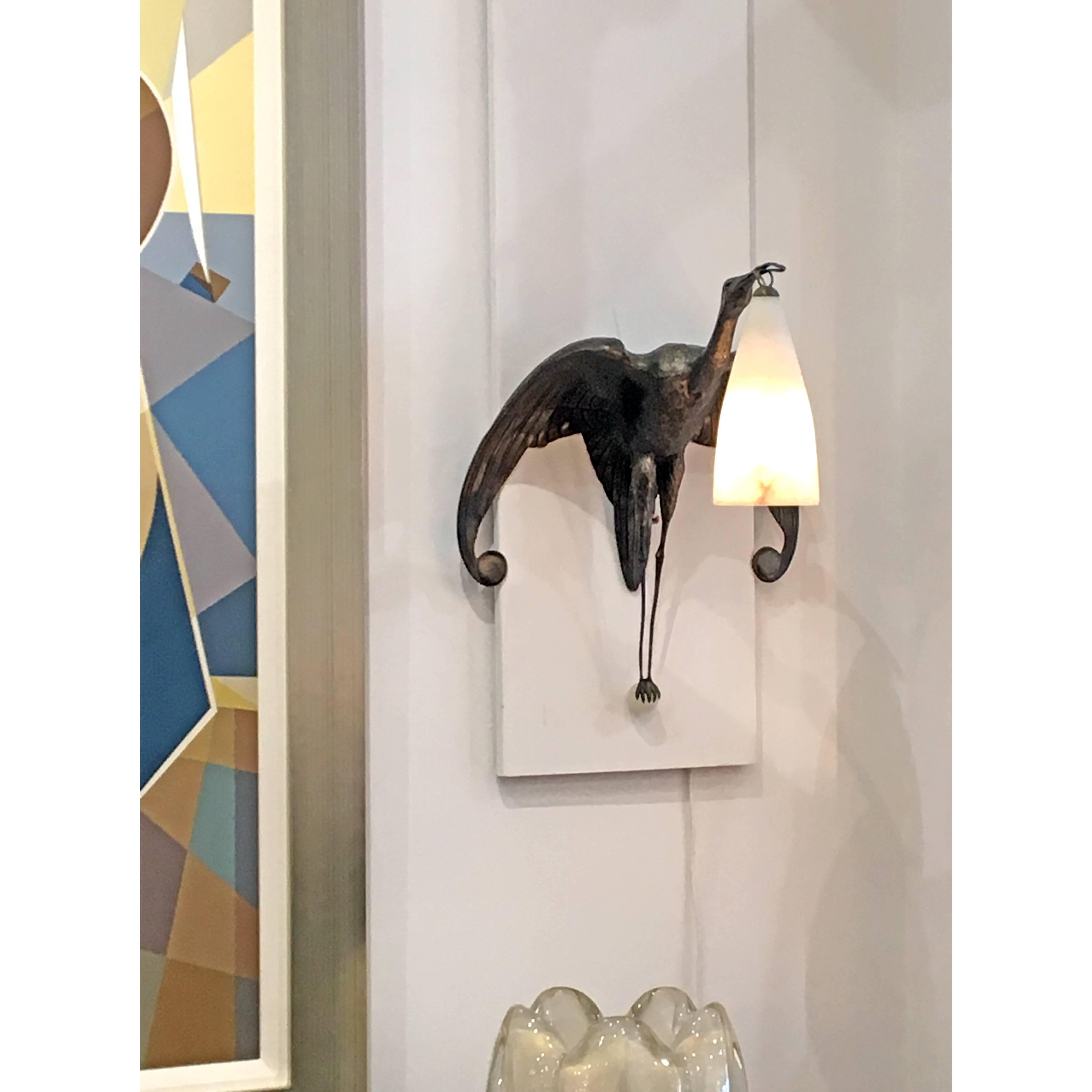 Art Deco Ibis Birds Wall Sconces by Albert Cheuret In Good Condition In Coral Gables, FL