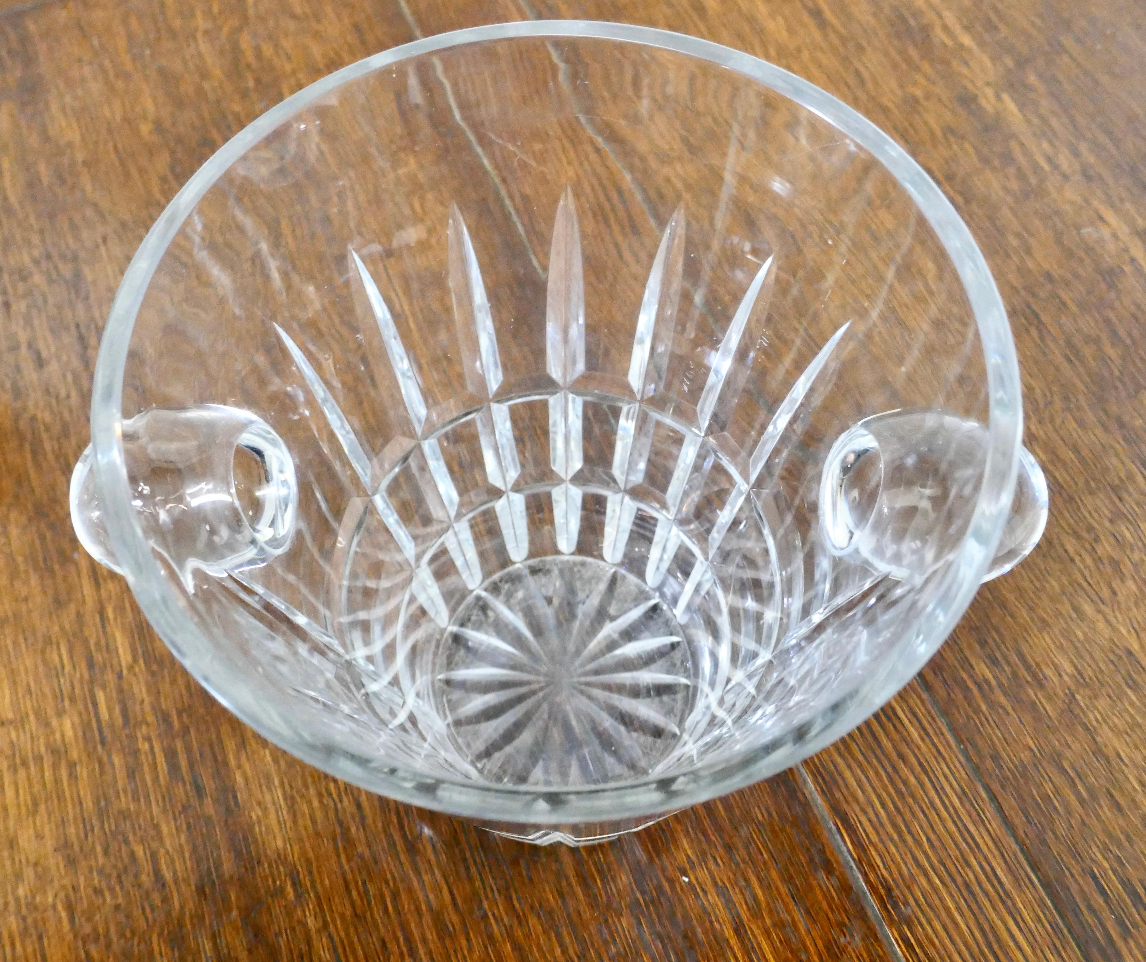 Art Deco Ice Bucket, Hand Cut French Crystal Wine Cooler In Good Condition For Sale In Chillerton, Isle of Wight