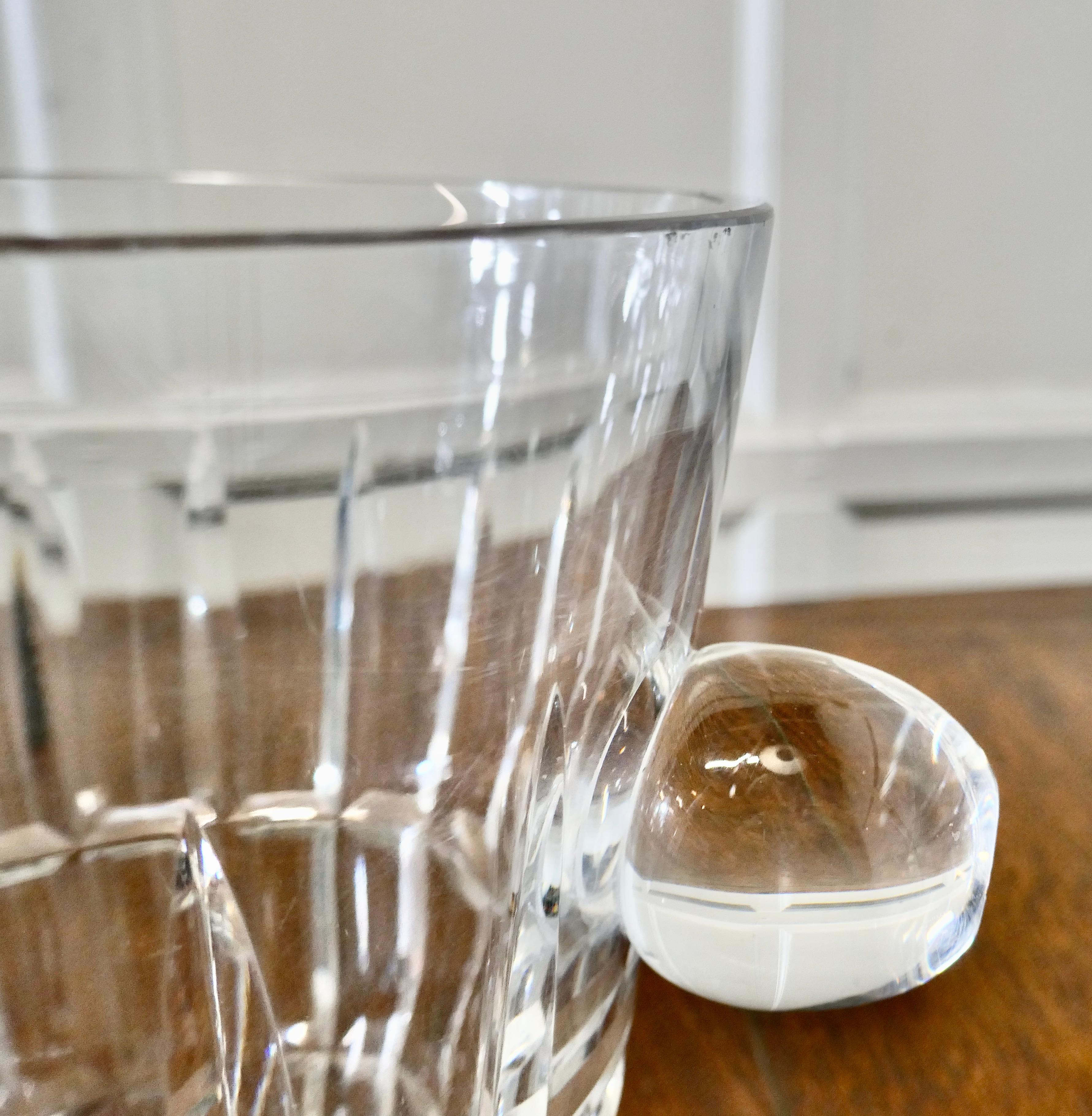 20th Century Art Deco Ice Bucket, Hand Cut French Crystal Wine Cooler For Sale