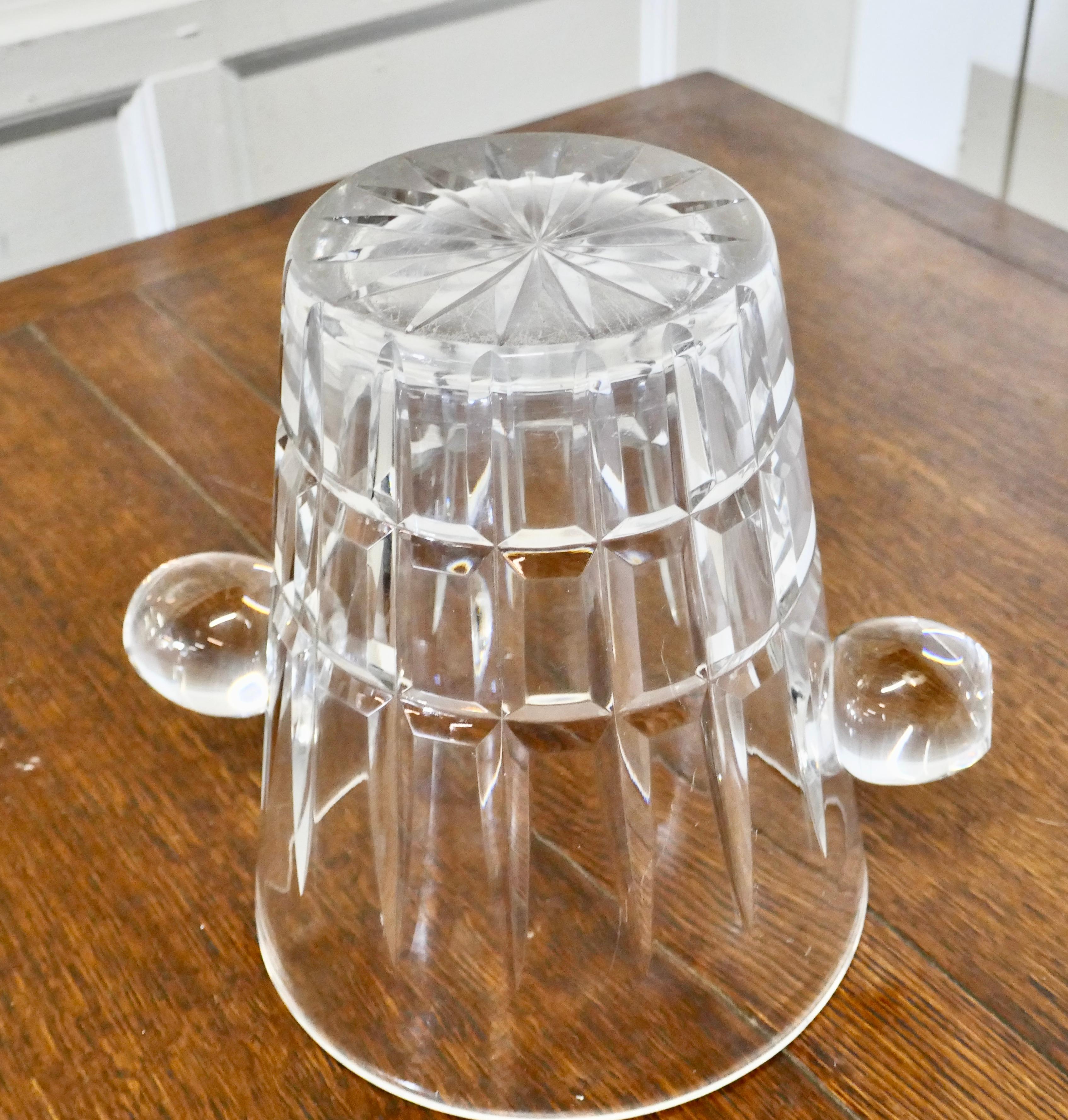 Art Deco Ice Bucket, Hand Cut French Crystal Wine Cooler For Sale 1