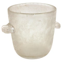 Antique Art Deco Ice Bucket in Frosted Art Glass