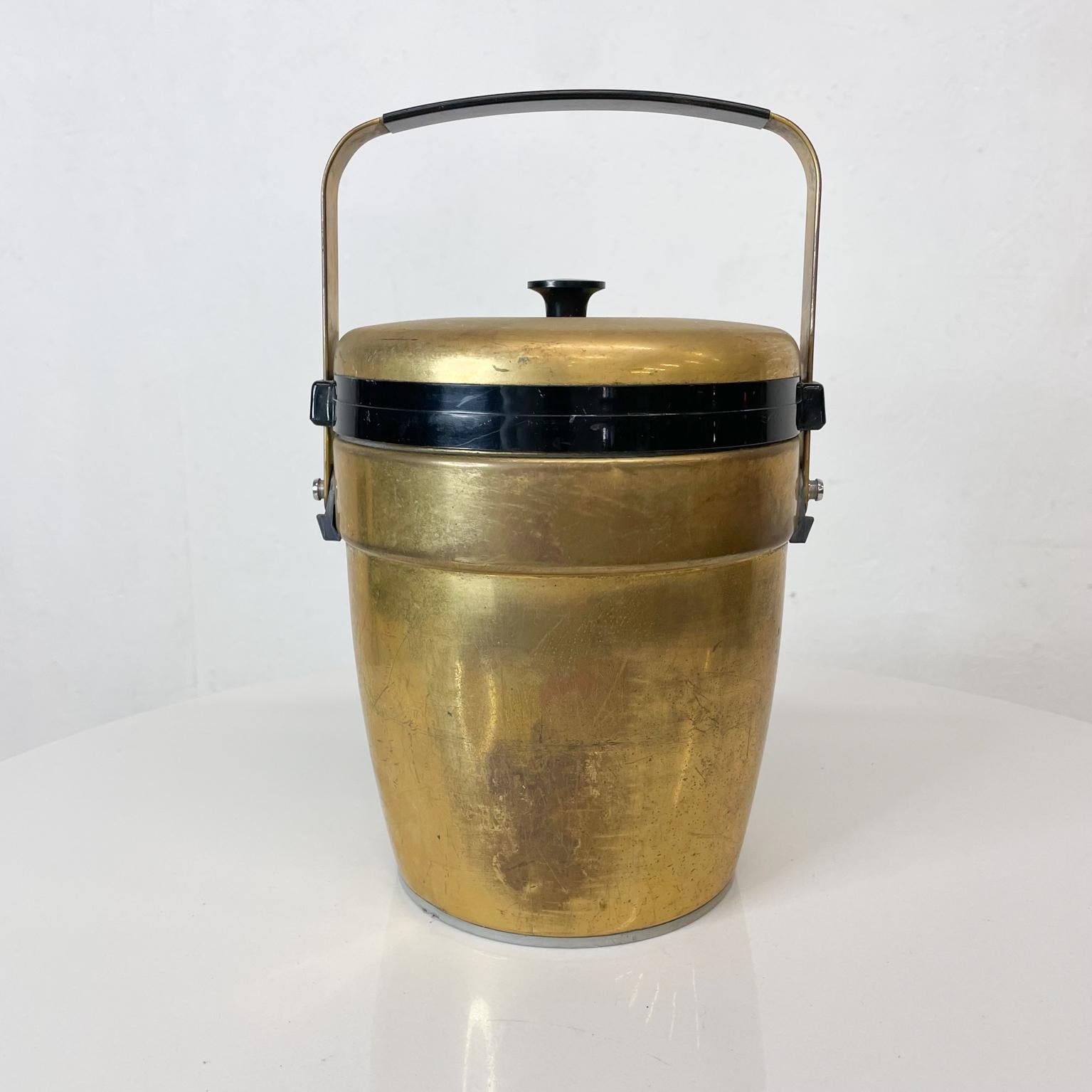 Art Deco Ice Bucket Vintage Erhard Barware Gold & Black Made in Germany, 1940s 1