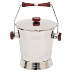 Art Deco Ice Bucket with Cherry Amber Bakelite Handles by Glo Hill