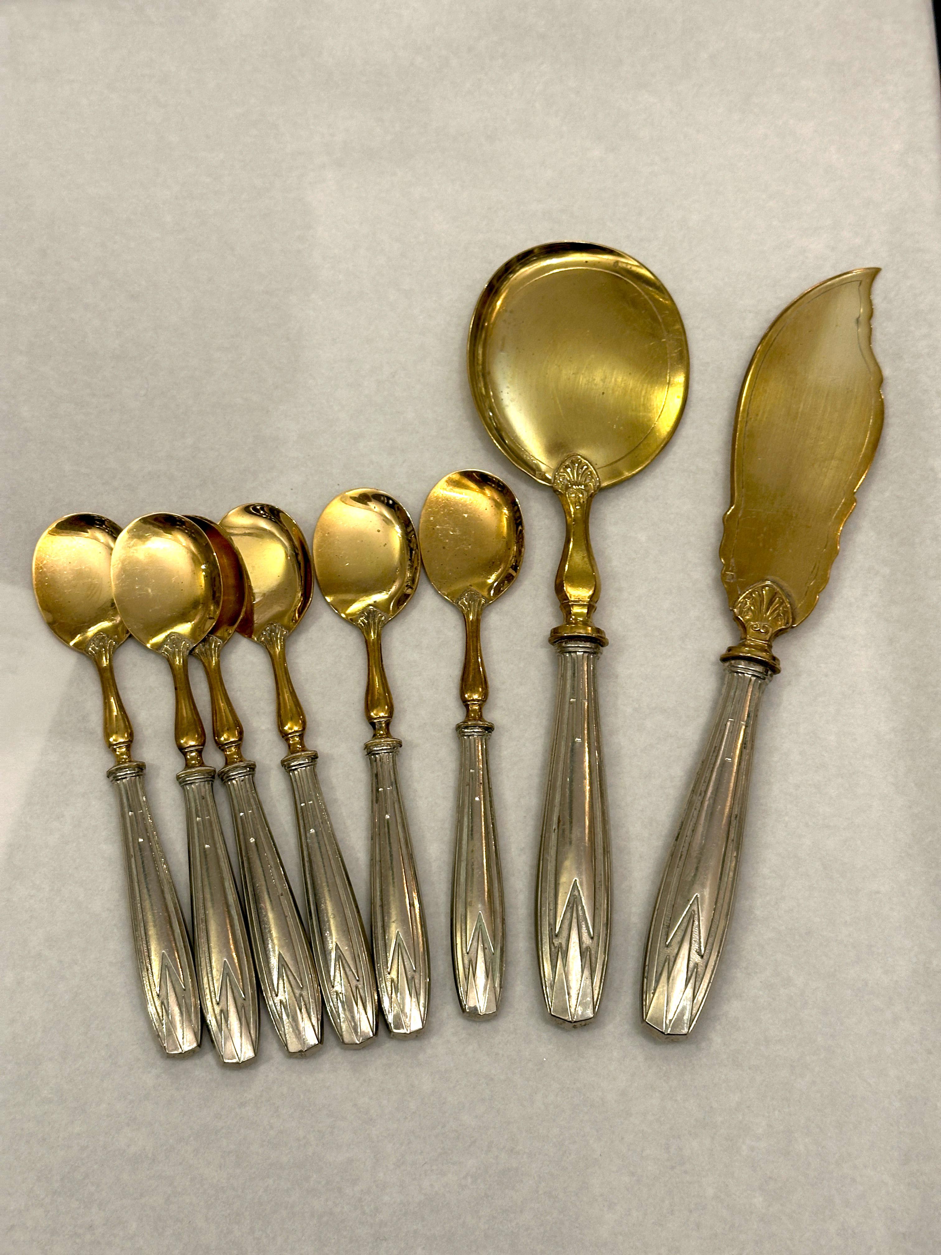 ART DECO Ice Cream Service in Silver-Plated and Gold-Plated Metal 3