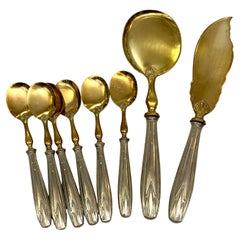 Vintage ART DECO Ice Cream Service in Silver-Plated and Gold-Plated Metal