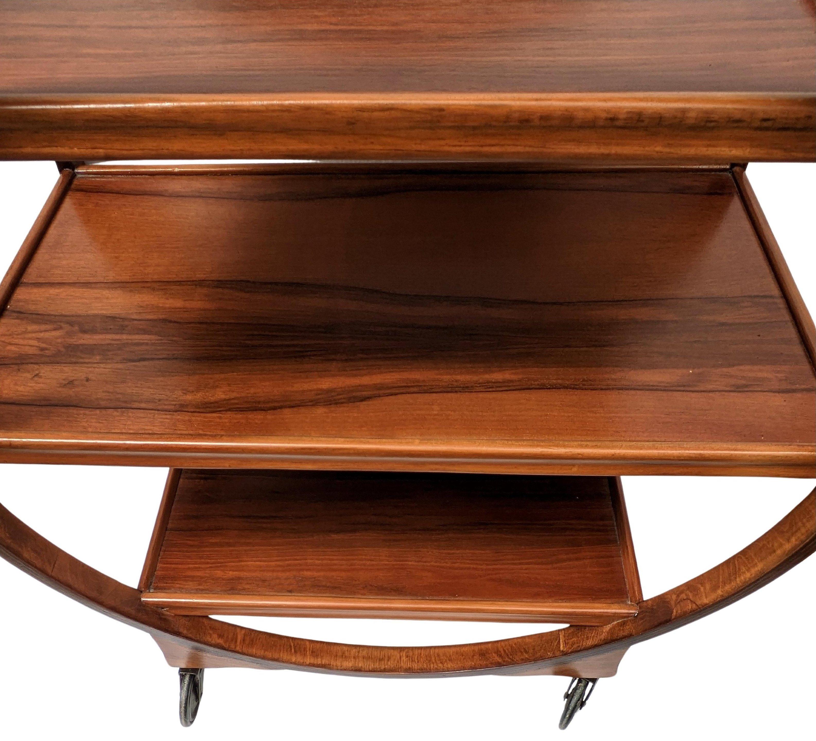 Art Deco Iconic Circular Walnut Drinks Bar Cart Trolley, English, 1930s For Sale 1