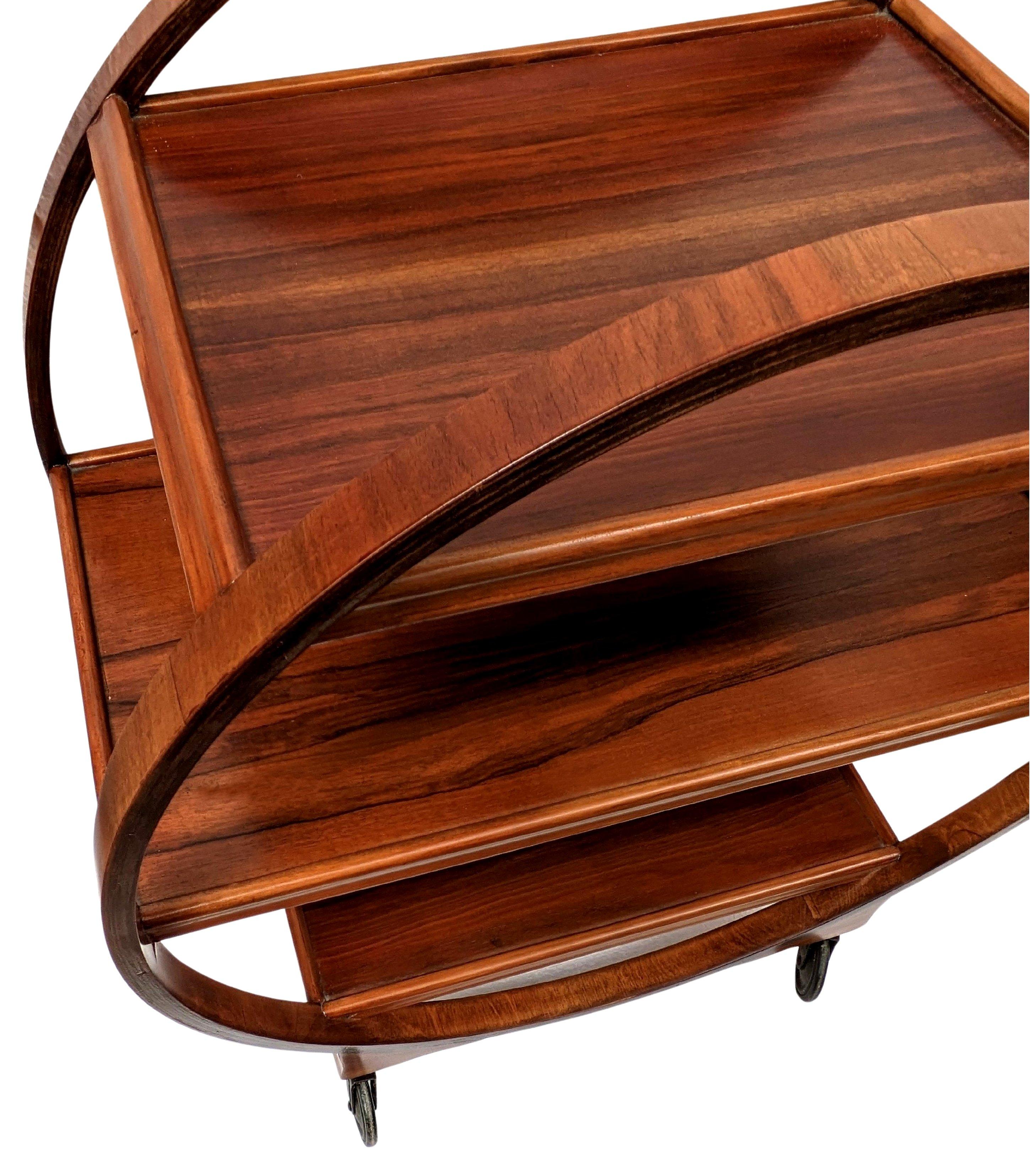 Art Deco Iconic Circular Walnut Drinks Bar Cart Trolley, English, 1930s For Sale 2
