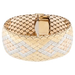 Retro Art Deco Iconic Cuff-Bracelet 18kt Triple Gold