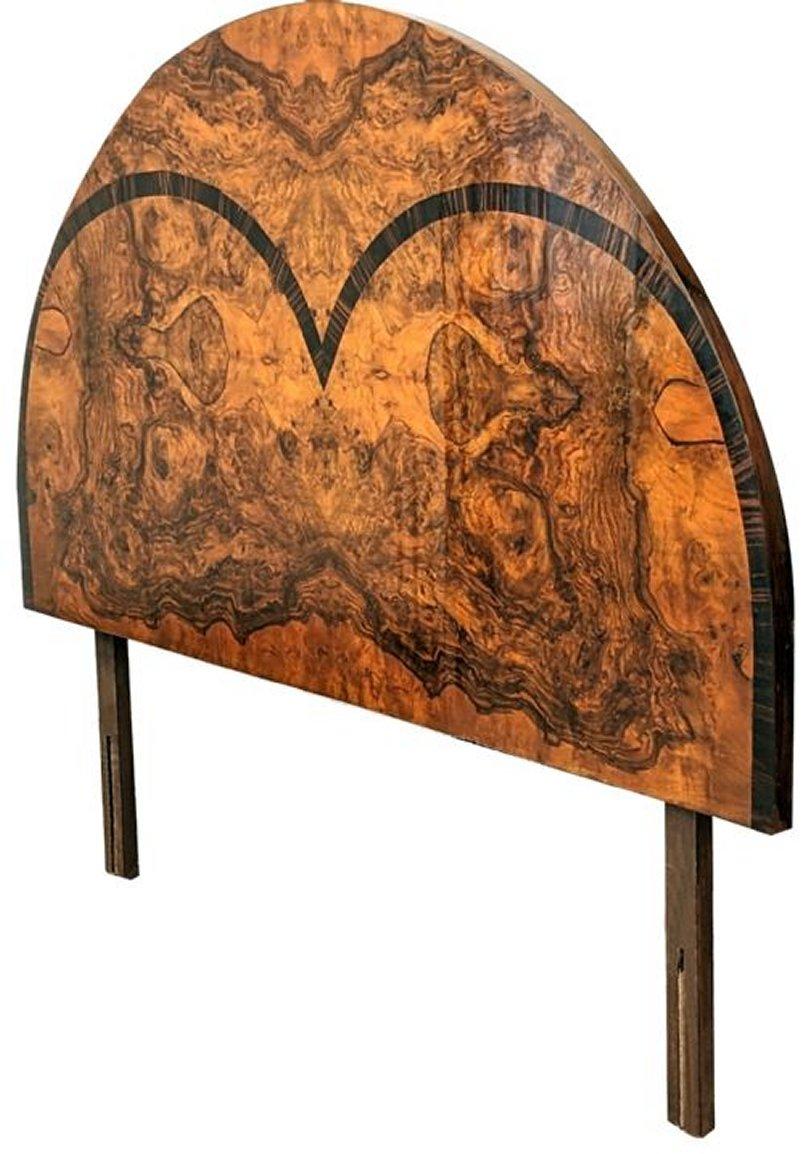 Macassar Art Deco Iconic Double Bed In A Fabulous Half Circle, English, c1930
