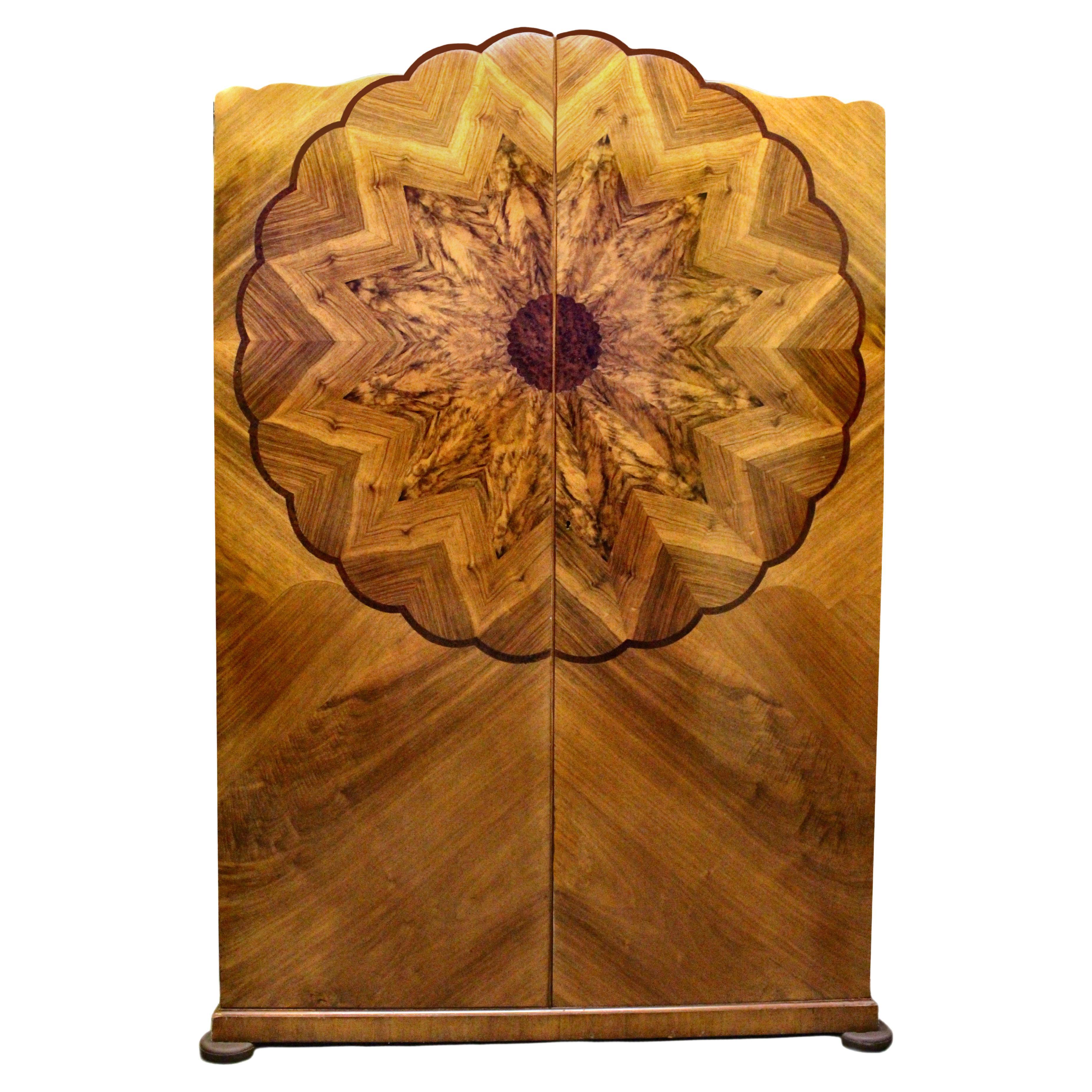 Art Deco Iconic Double Walnut Wardrobe, English, c1930