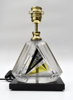 Lámpara de sobremesa de cristal Art Déco Icónica de Karl Palda, c1930