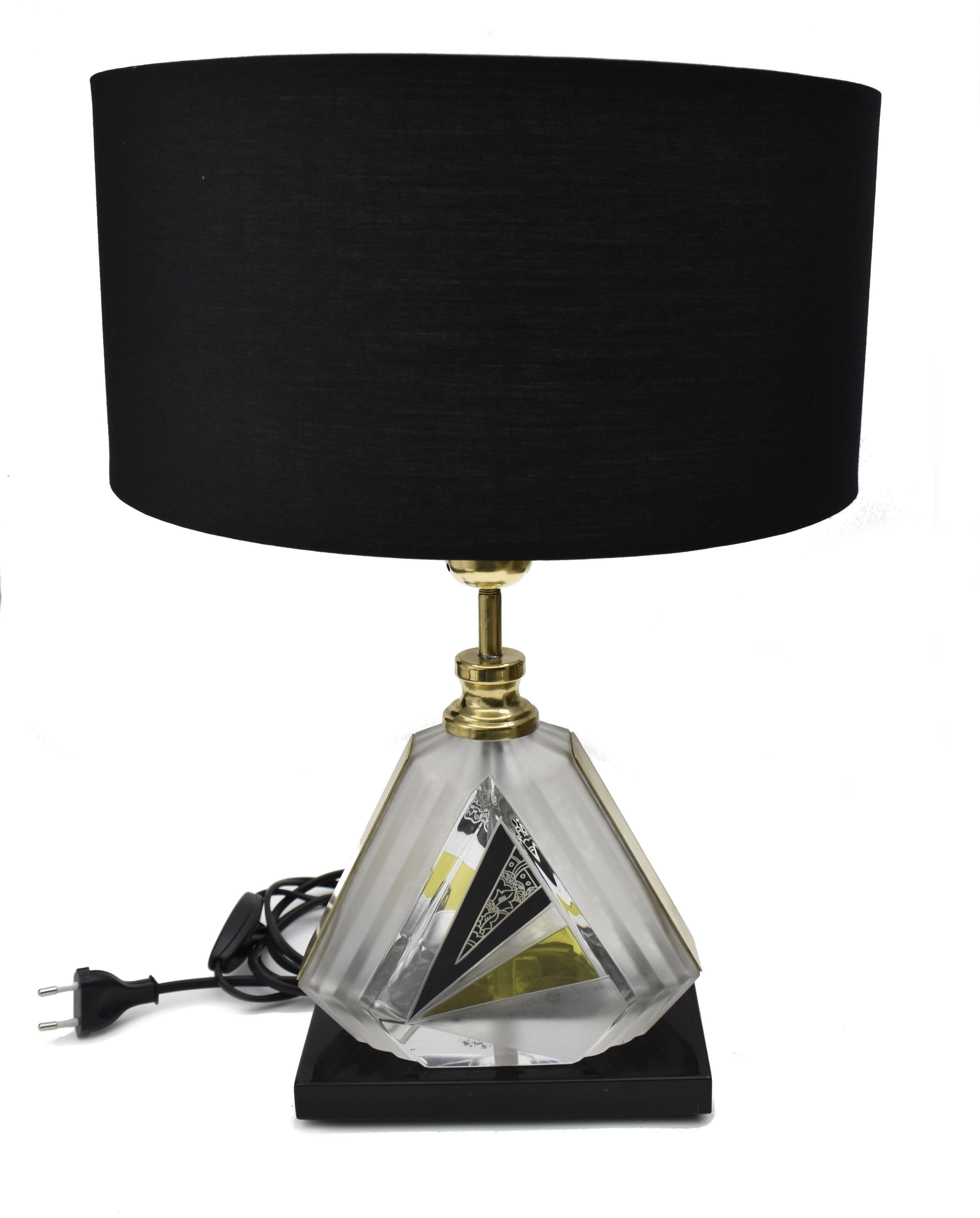 20th Century Art Deco Iconic Glass Table Lamp By Karl Palda, c1930 For Sale