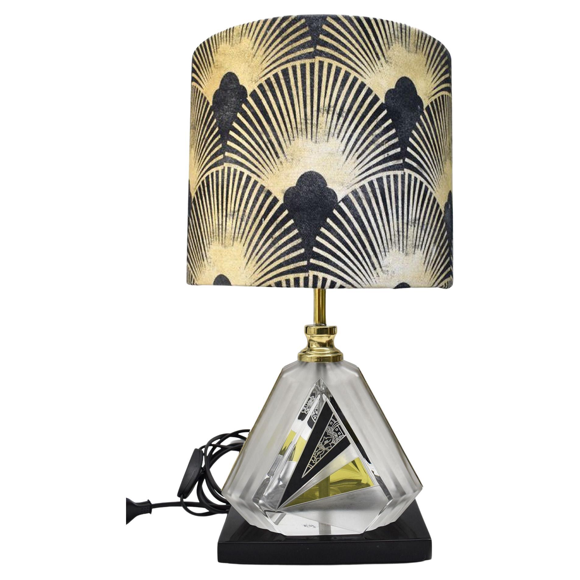 Art Deco Iconic Glass Table Lamp By Karl Palda, c1930 For Sale