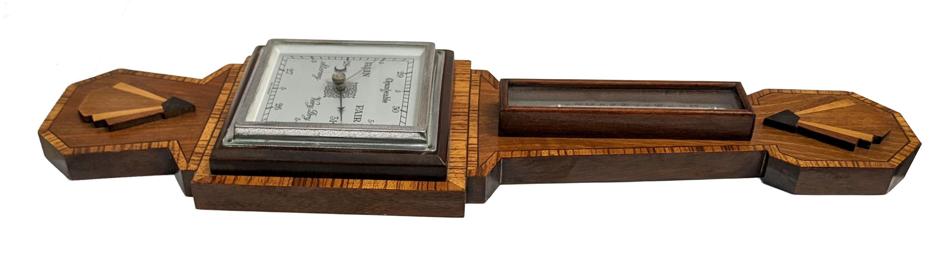 20th Century Art Deco Iconic Shaped Barometer / Aneroid Thermometer, English, circa 1930