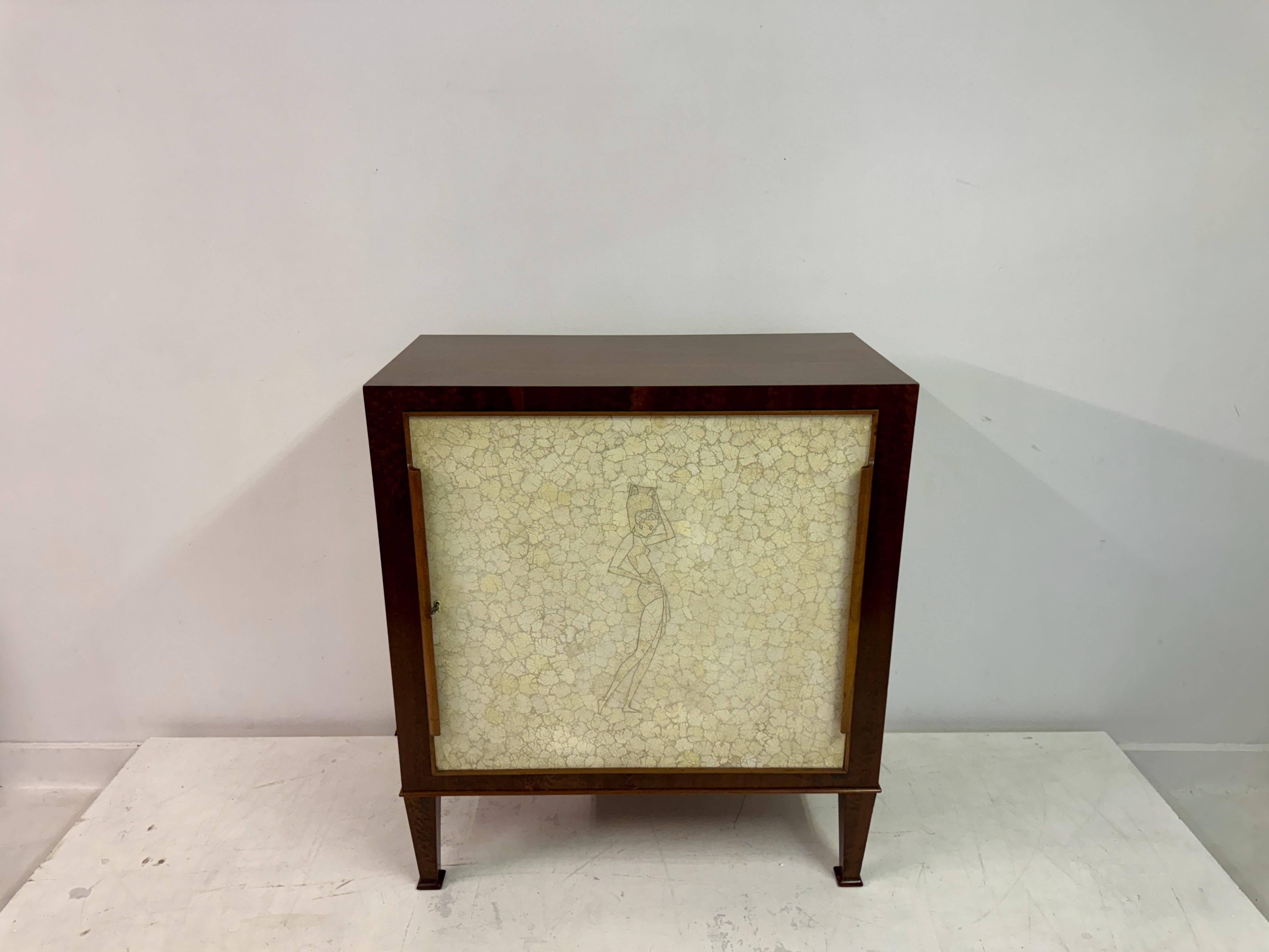 20th Century Early and Rare Illuminated Cocktail Cabinet with Eggshell Front by Aldo Tura For Sale