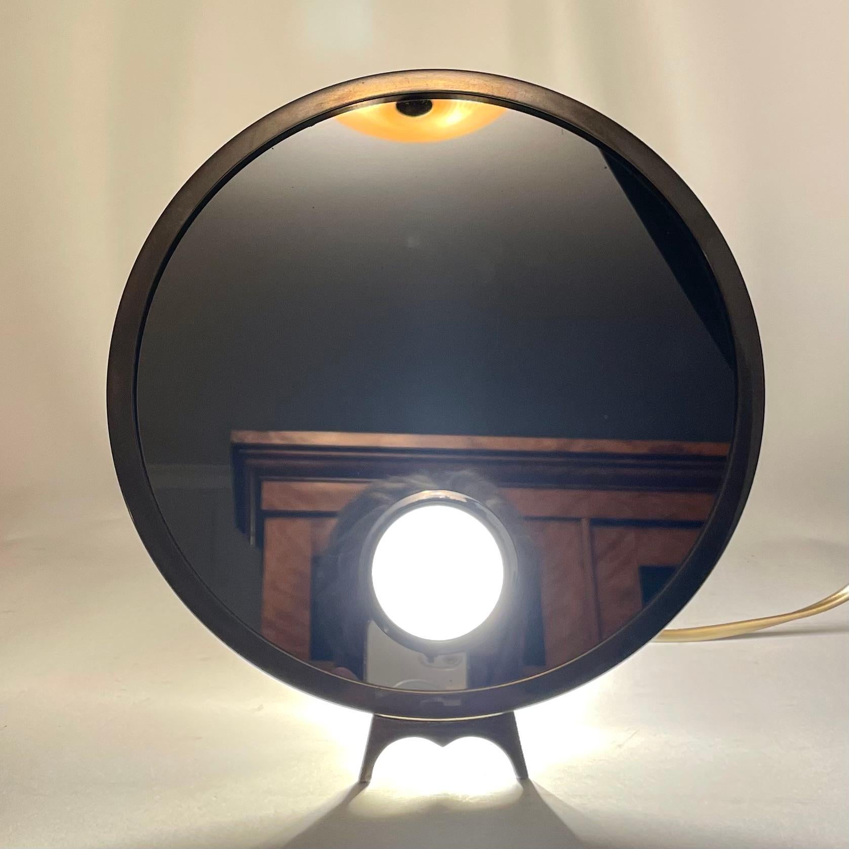 Art Déco Specchio da barba illuminato Art Deco di Le Mirophar Brot, anni '30 in vendita