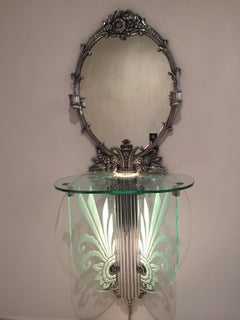 Art Deco Illuminated Vanity Together Mirror with Stool Paramount Theater Boston