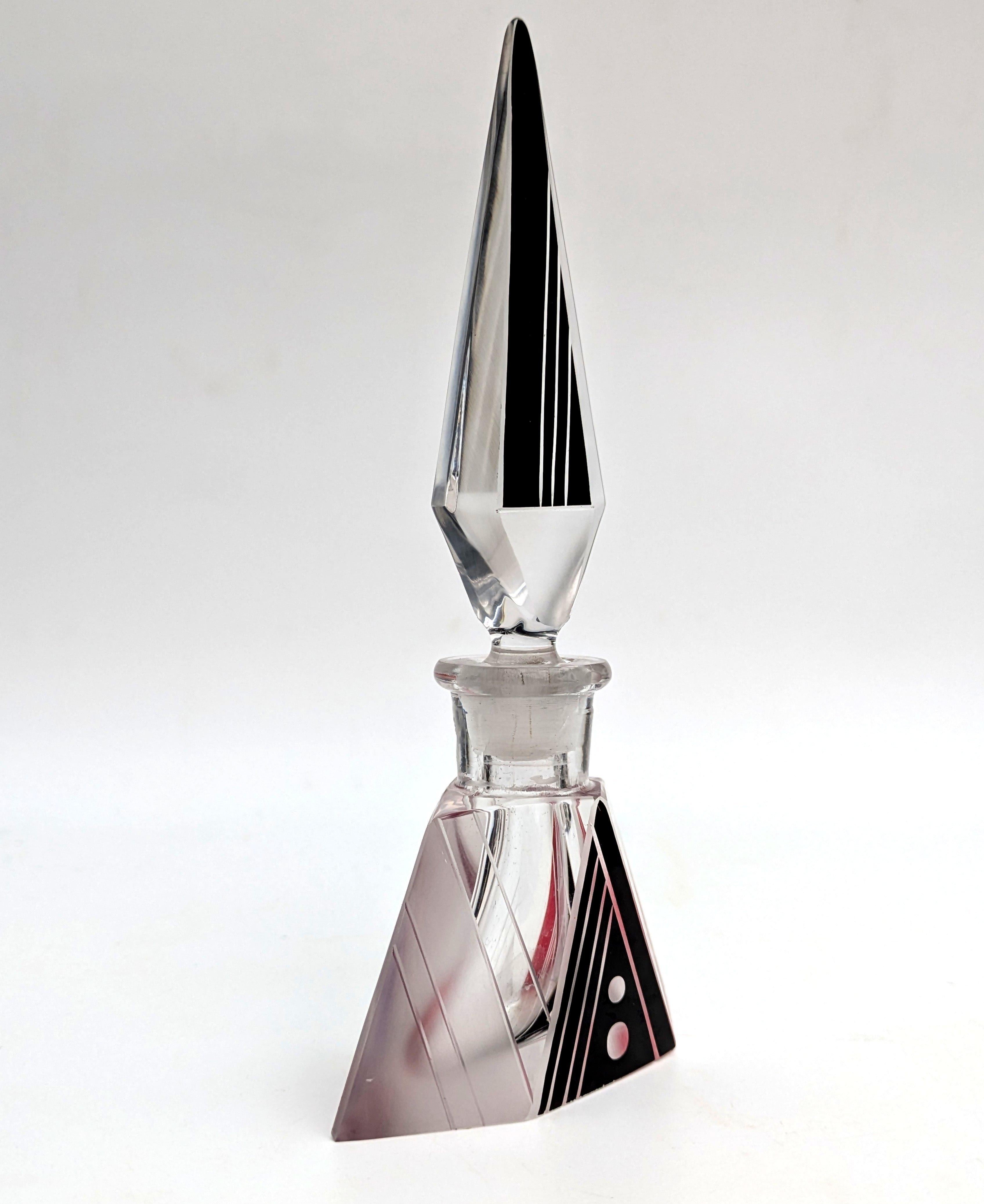 Etched Art Deco Impressive Glass Perfume Bottle By Karl Palda, 1930's For Sale