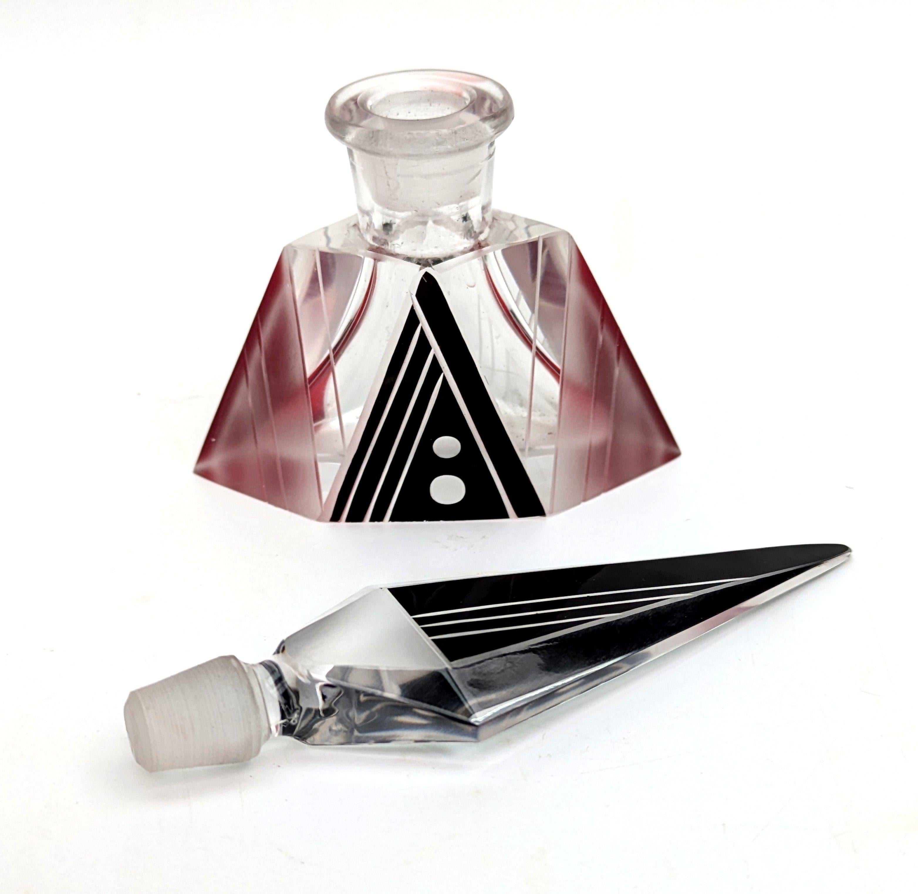 20th Century Art Deco Impressive Glass Perfume Bottle By Karl Palda, 1930's For Sale