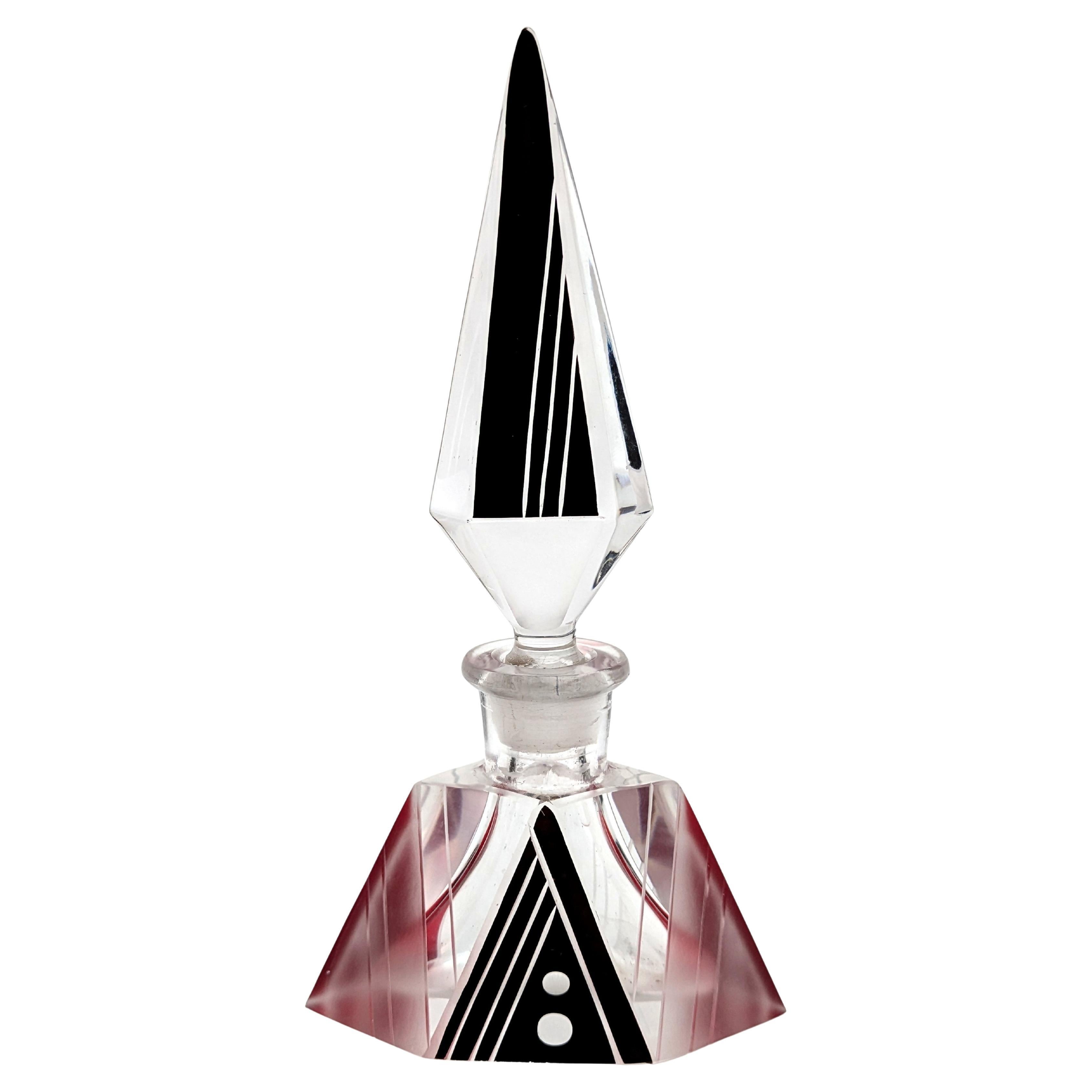Art Deco Impressive Glass Perfume Bottle By Karl Palda, 1930's For Sale