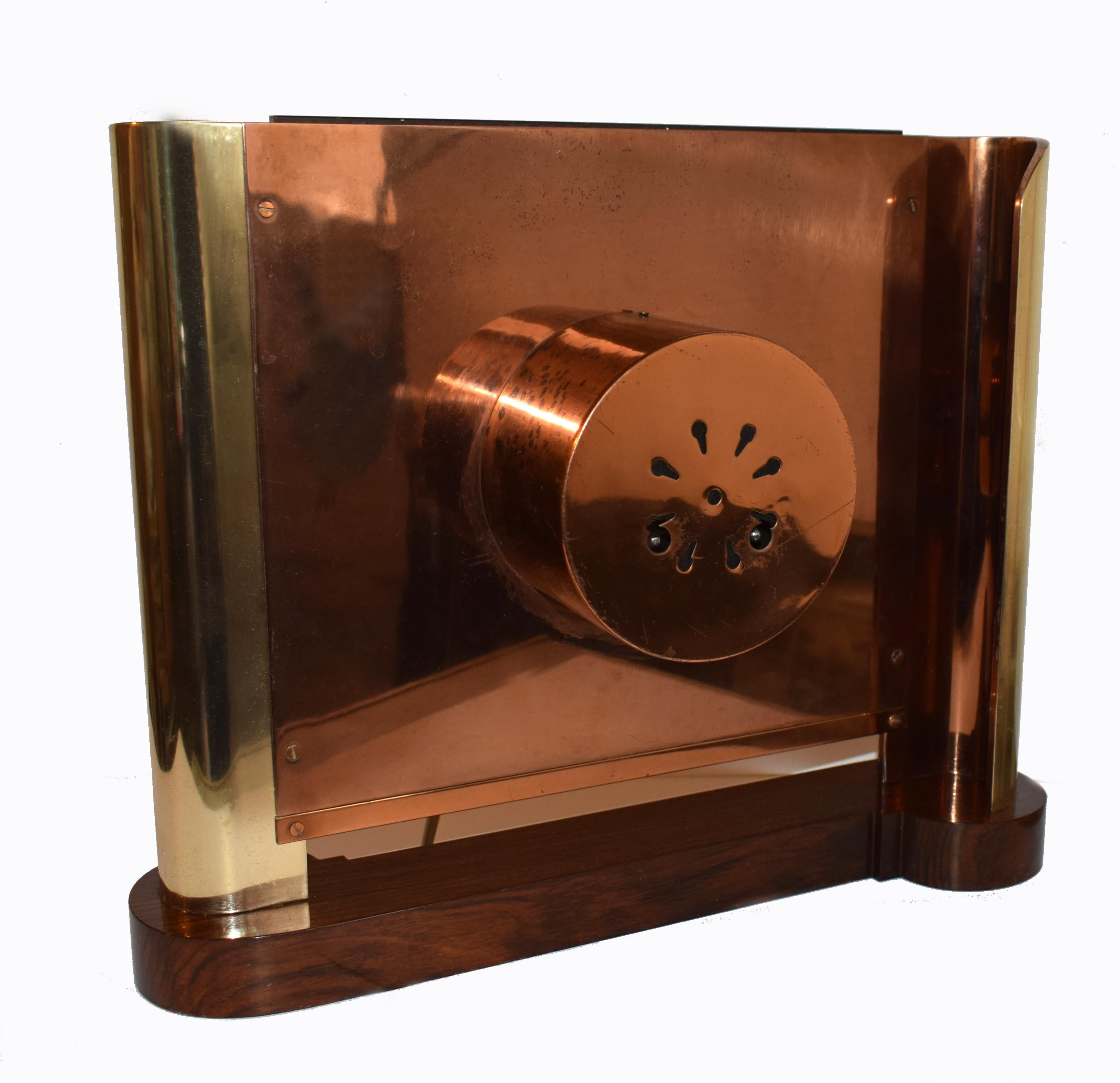 Lacquered Art Deco Impressive Streamline Modernist 8 Day Mantle Clock, circa 1930