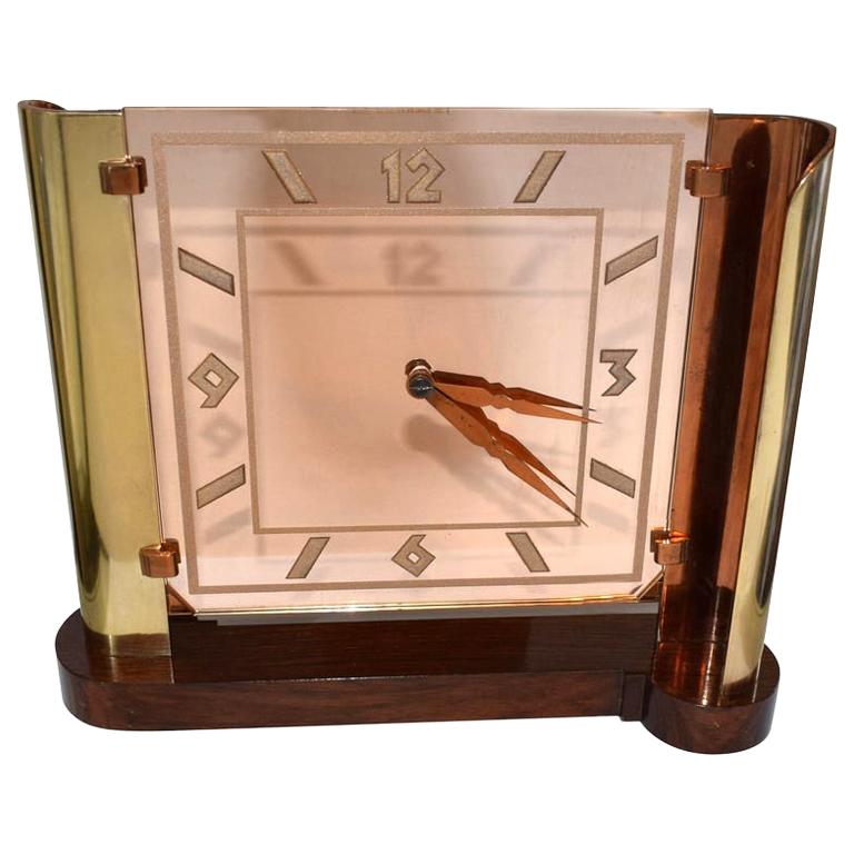 Art Deco Impressive Streamline Modernist 8 Day Mantle Clock, circa 1930
