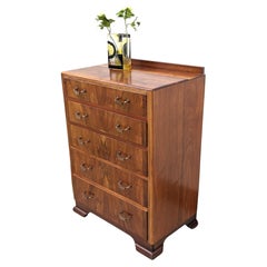 Beeindruckende Art-Déco-Kommode aus Nussbaumholz mit fünf Schubladen, englisch, um 1930