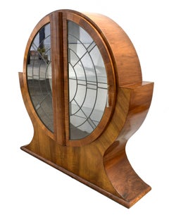 Art Deco Impressive Walnut Display Cabinet Vitrine, English, circa 1930
