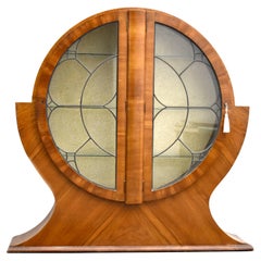 Art Deco Impressive Walnut Glass Display Cabinet, Vitrine, English, C1930