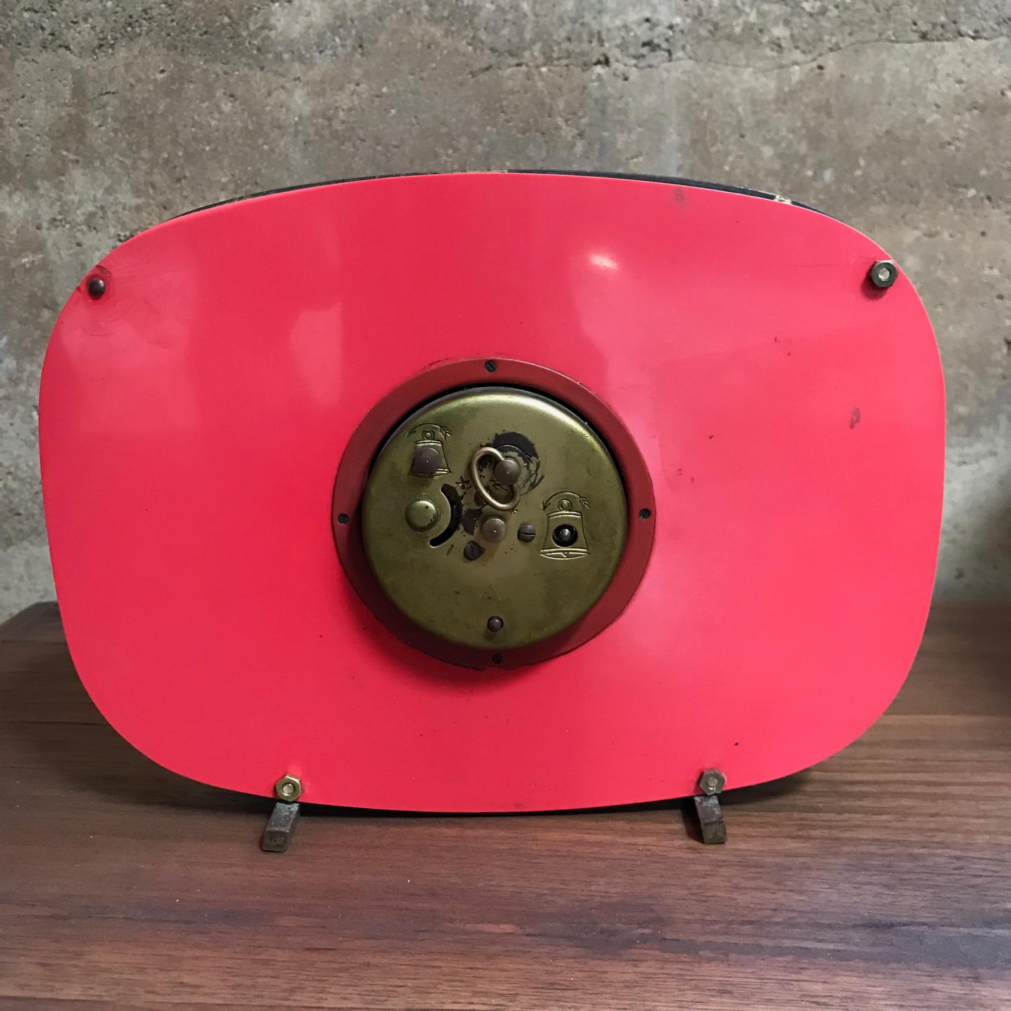 Italian Pink Art Deco RITZ Wind Up Alarm CLOCK Vintage ITALY 1960s