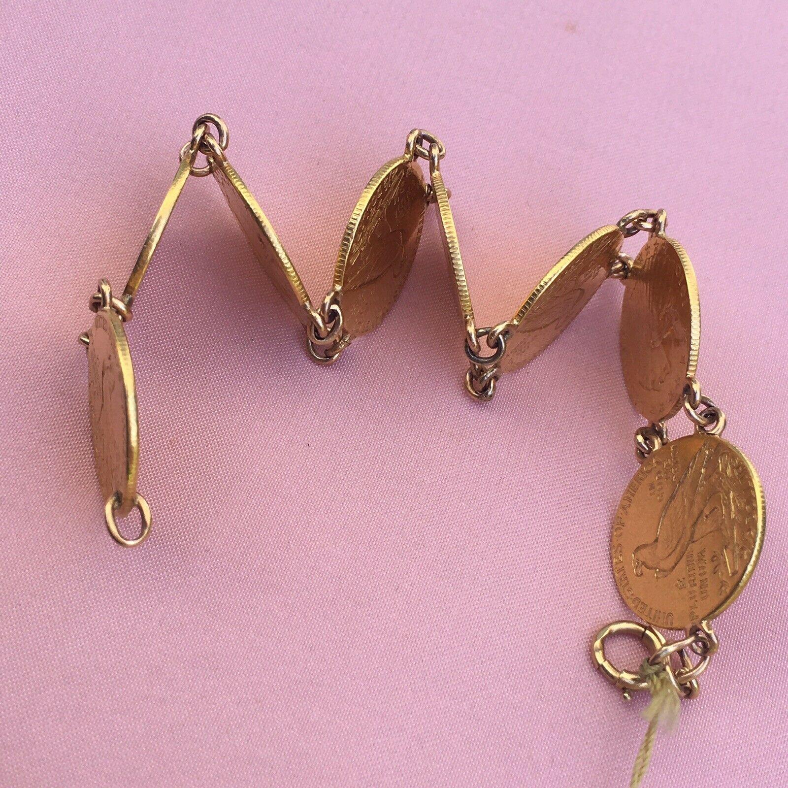 vintage gold coin bracelet