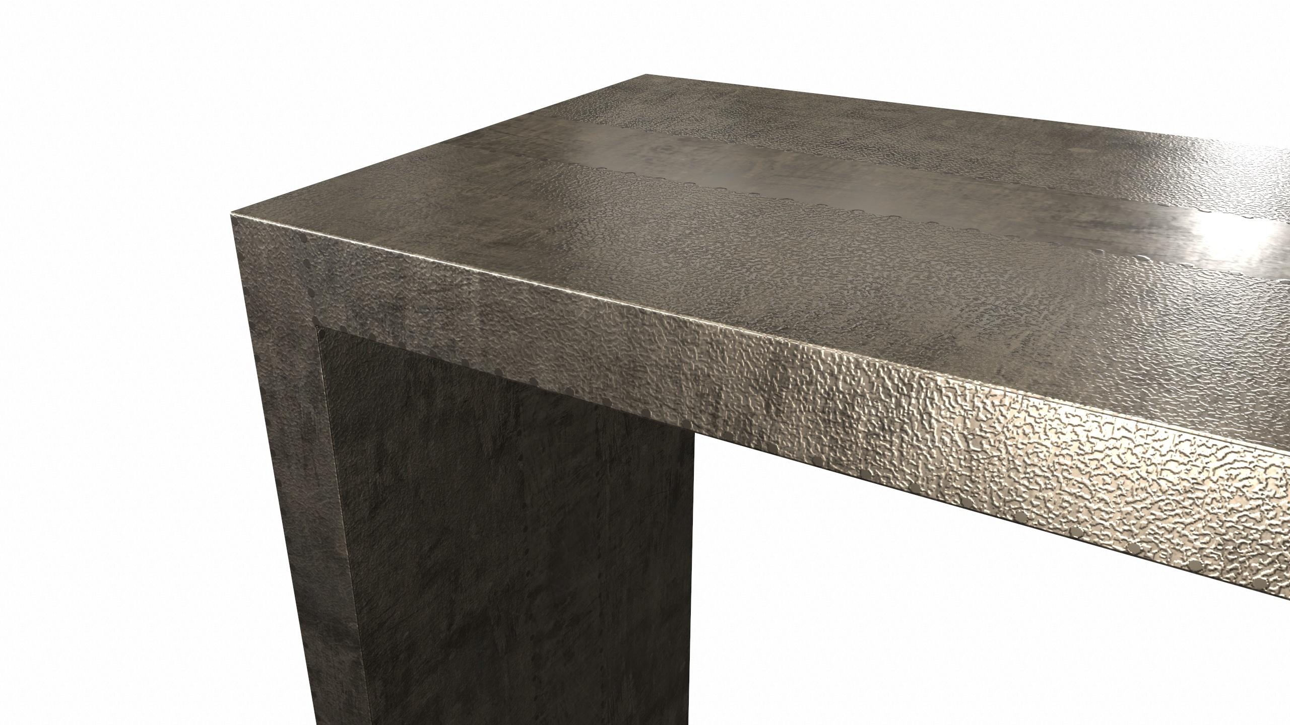 Other Art deco Industrial and Work Console Tables Antique Bronze Fine Hammered  For Sale