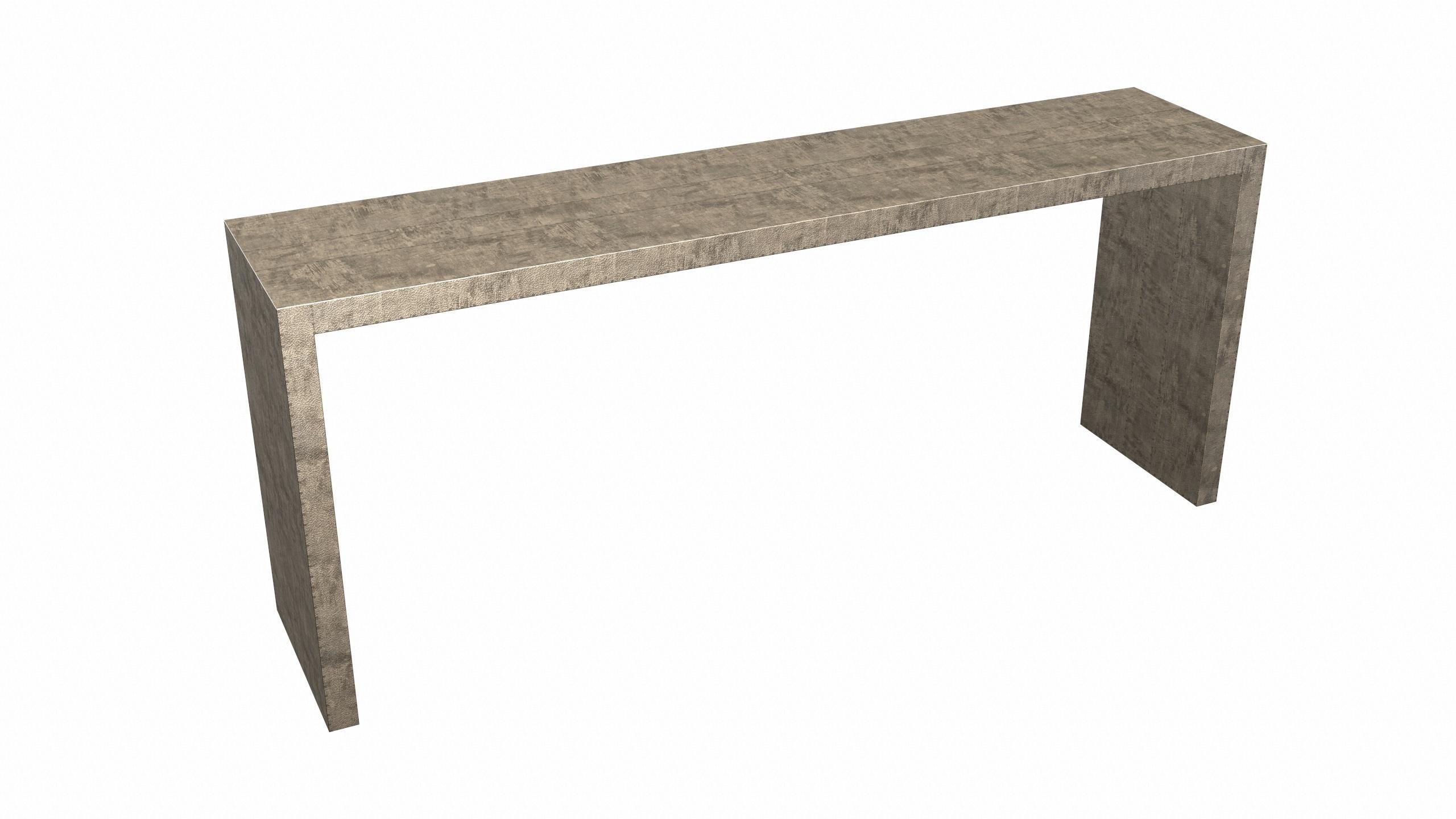 Art deco Industrial and Work Console Tables Antique Bronze Fine Hammered  In New Condition For Sale In New York, NY