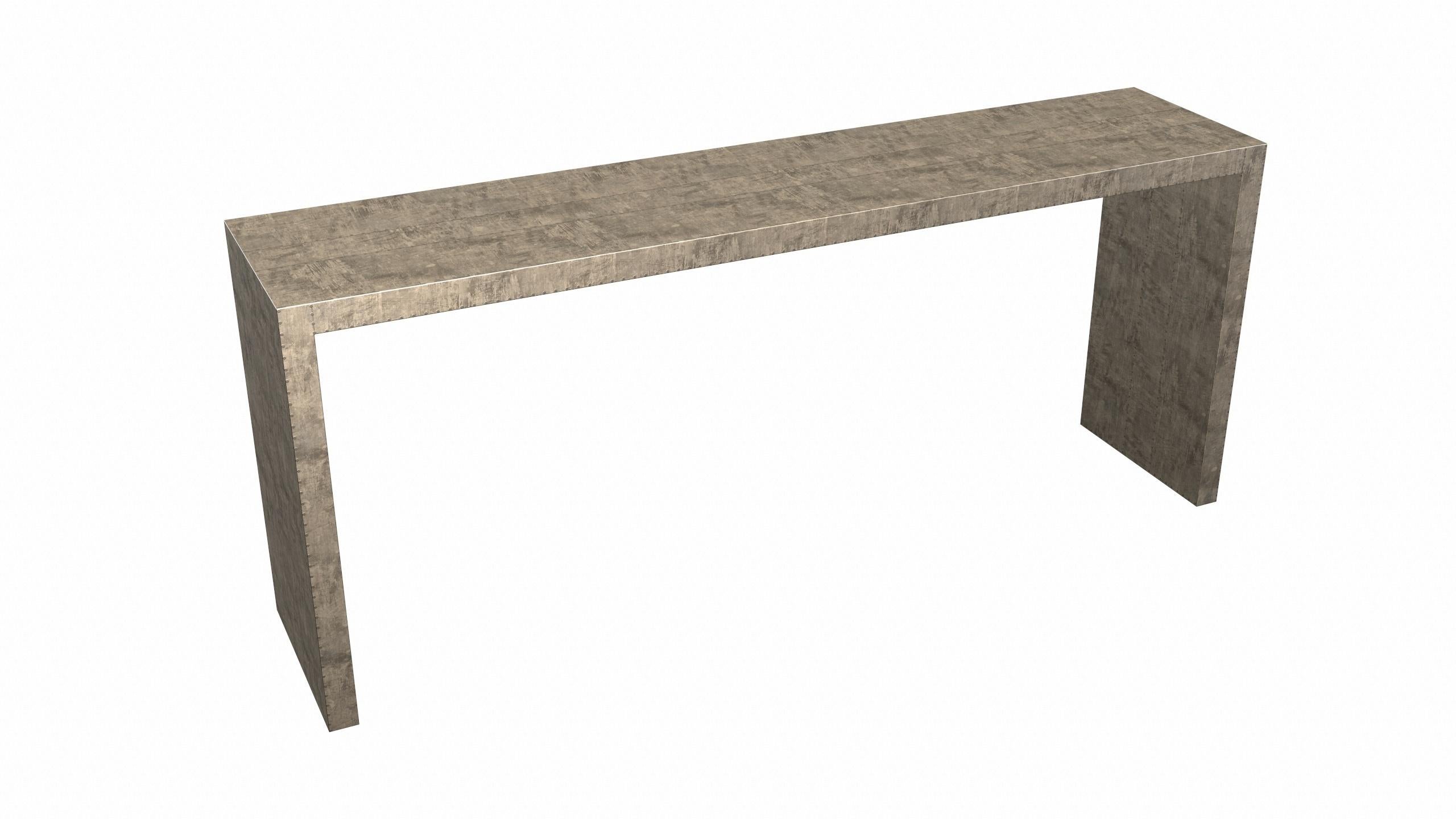 Art Deco Industrial and Work Console Tables in Smooth Antique Bronze  by Alison  In New Condition For Sale In New York, NY