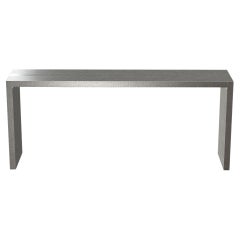 Art Deco Industrial and Work Console Tables in White Bronze Mid. Hammered 