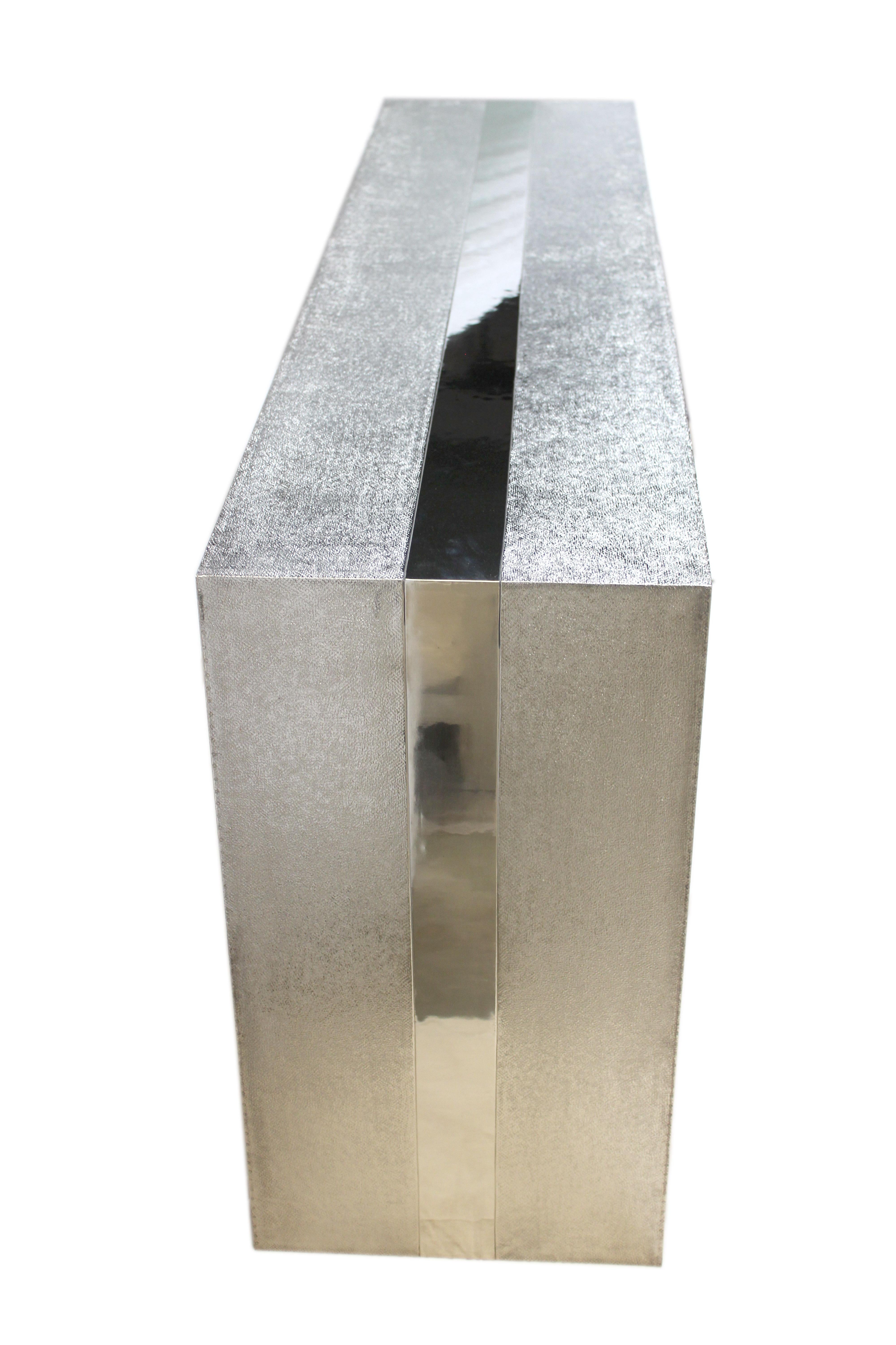 Rechteckige Art-Déco-Konsole für Industrie- und Arbeitstische aus glatter weißer Bronze  im Angebot 12